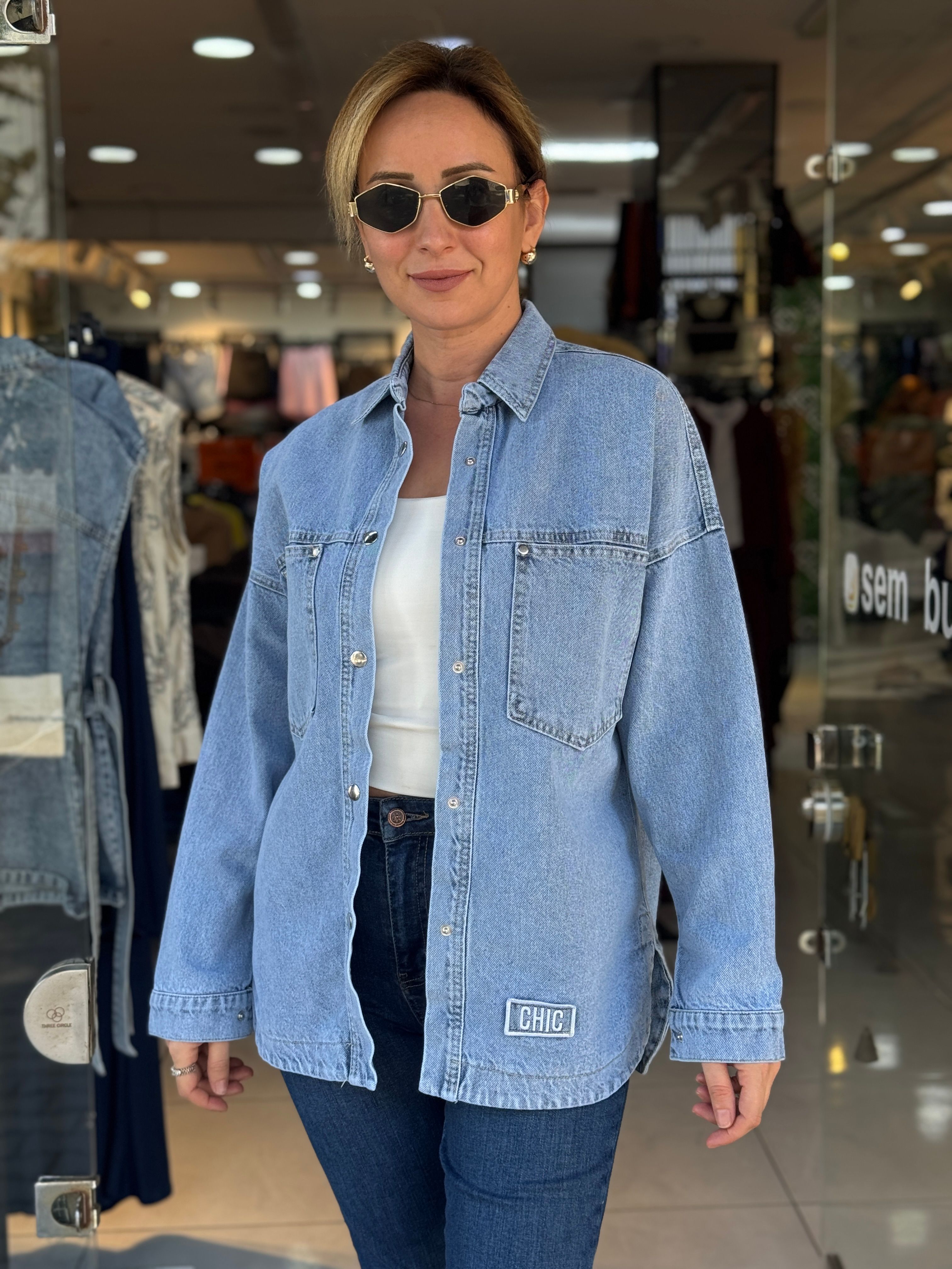 Gabardin Ceket - Mavi