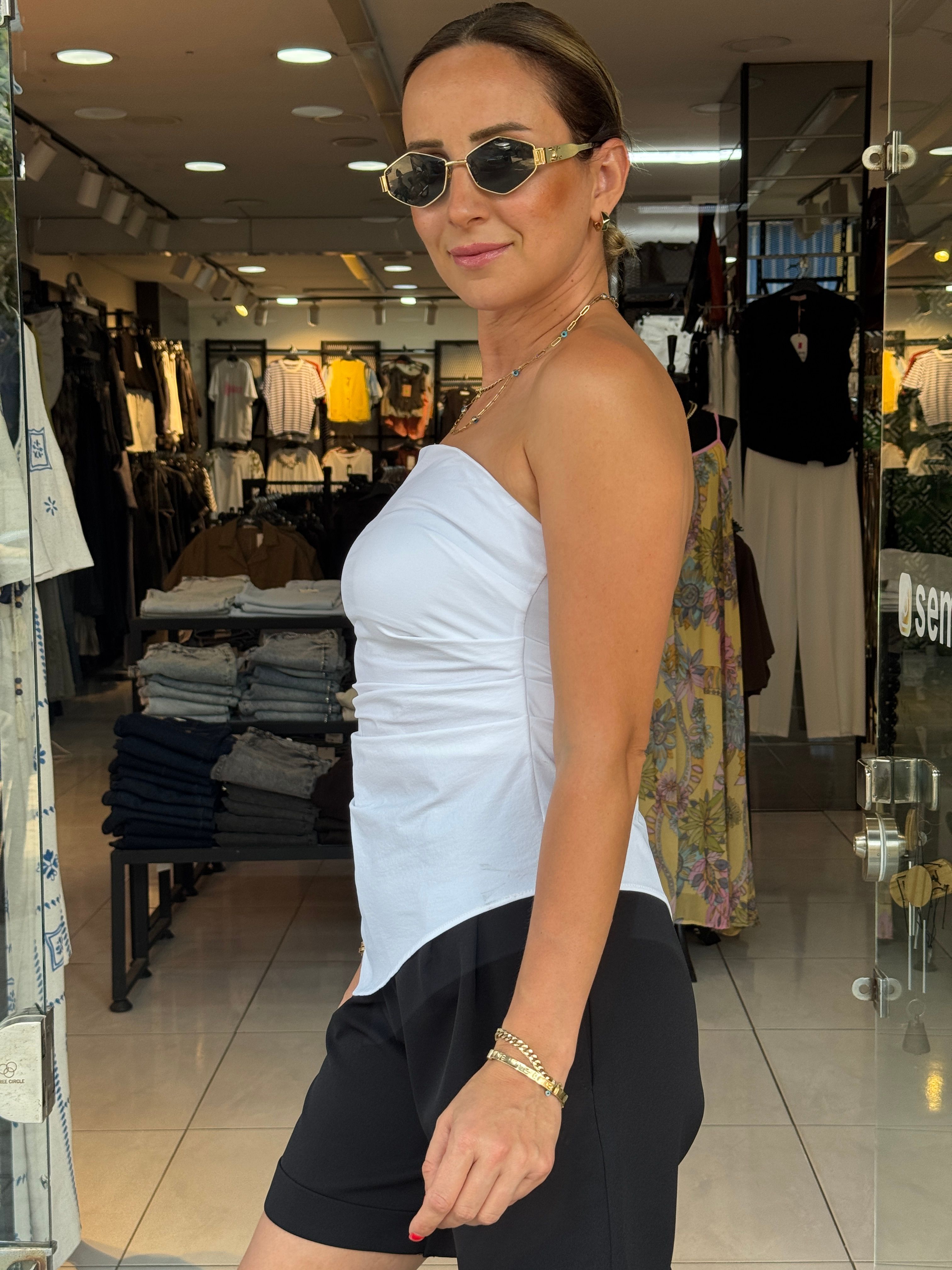 Beyaz Straplez Bluz