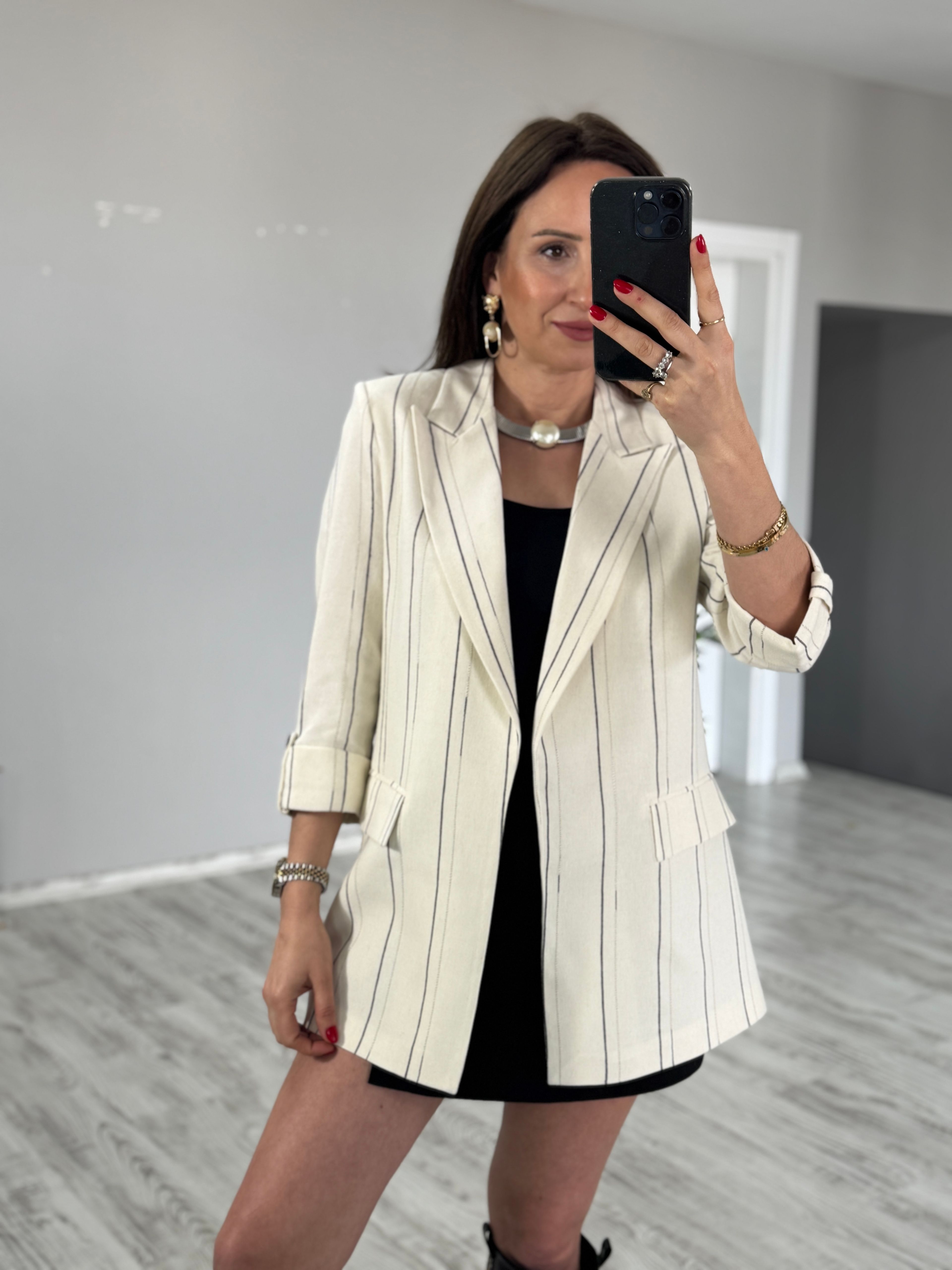 Keten Çizgili Blazer