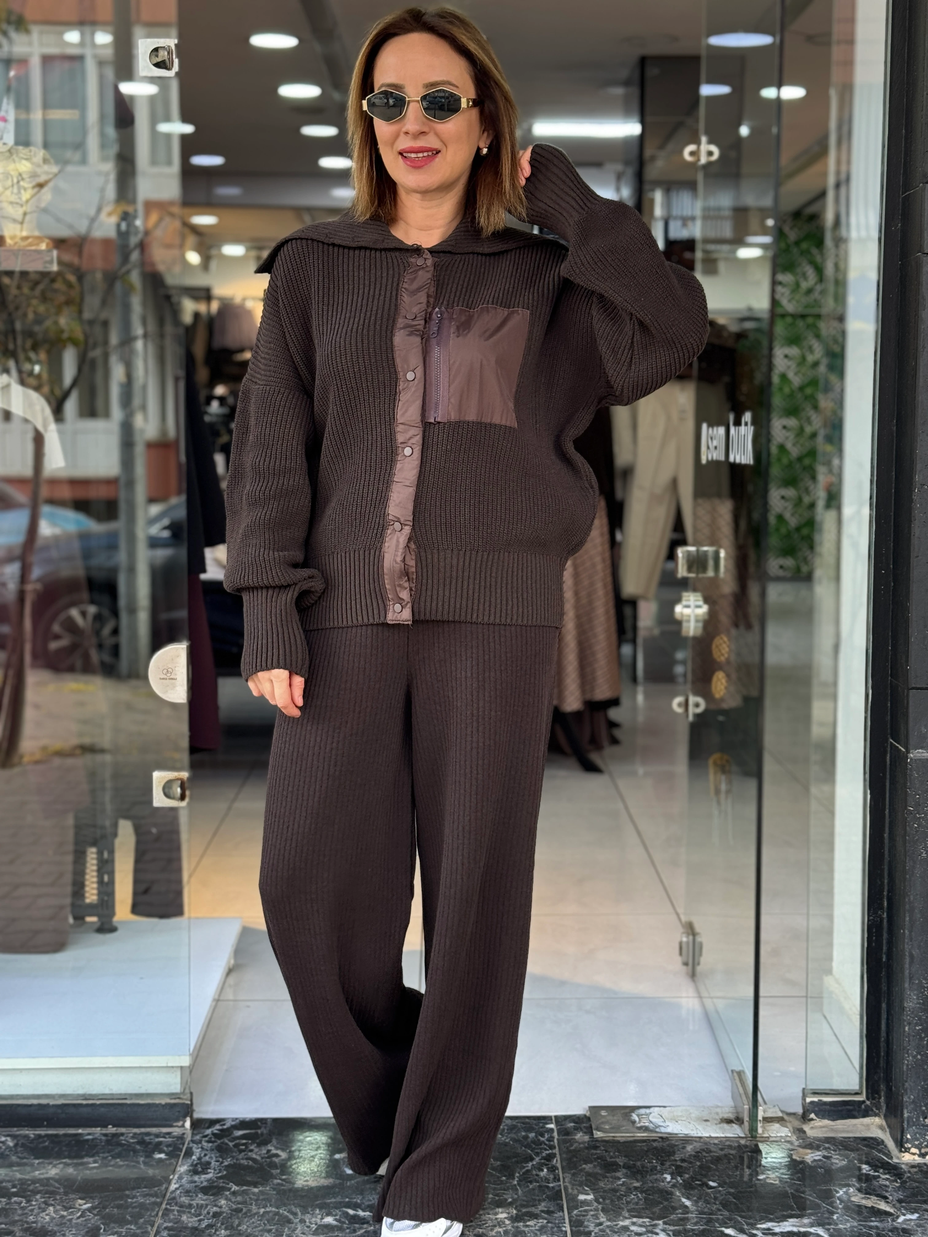 Paraşüt Detaylı Ceketli Triko Takım