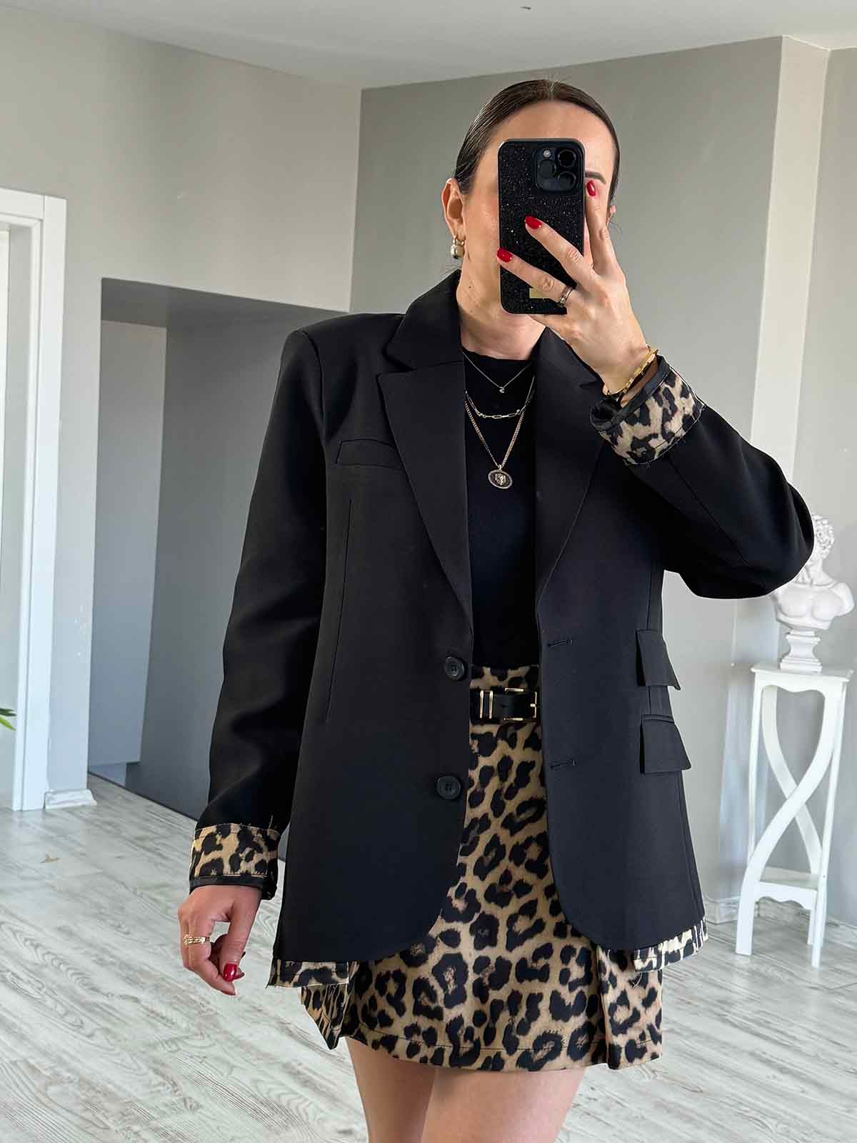 Leopar Detaylı Blazer