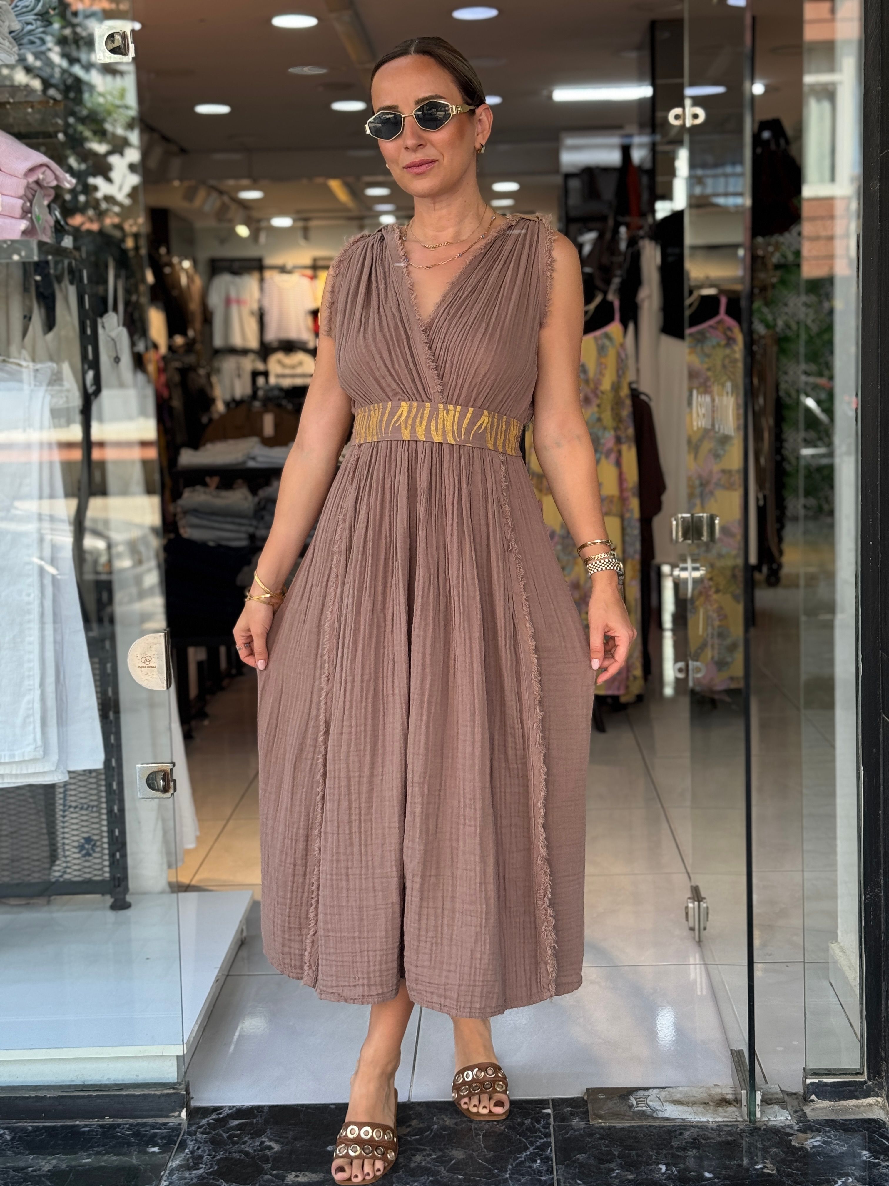 Helen Kemerli Elbise - Kahve