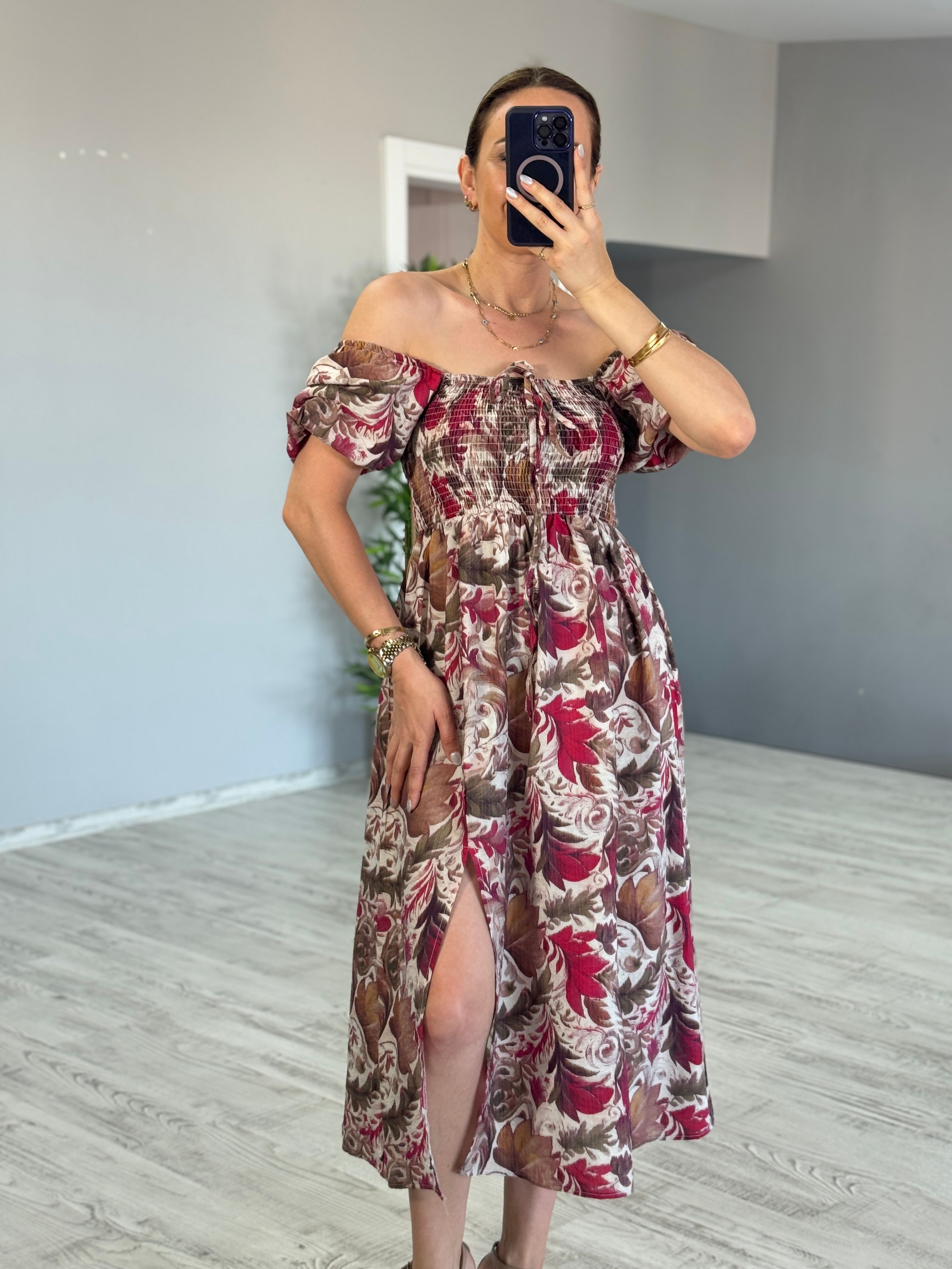 Madonno Yaka Desenli Elbise