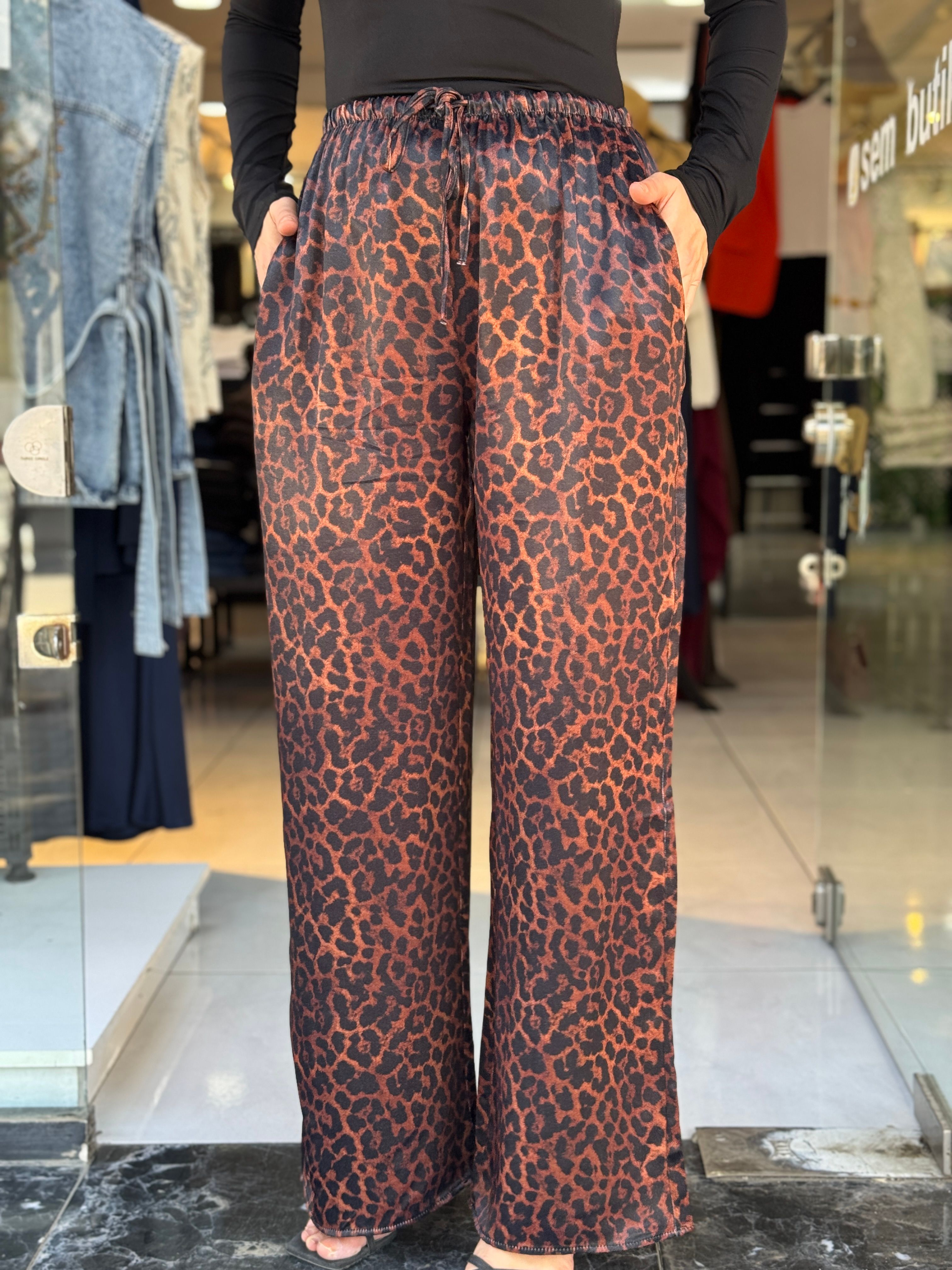 Kahve Leopar Pantolon