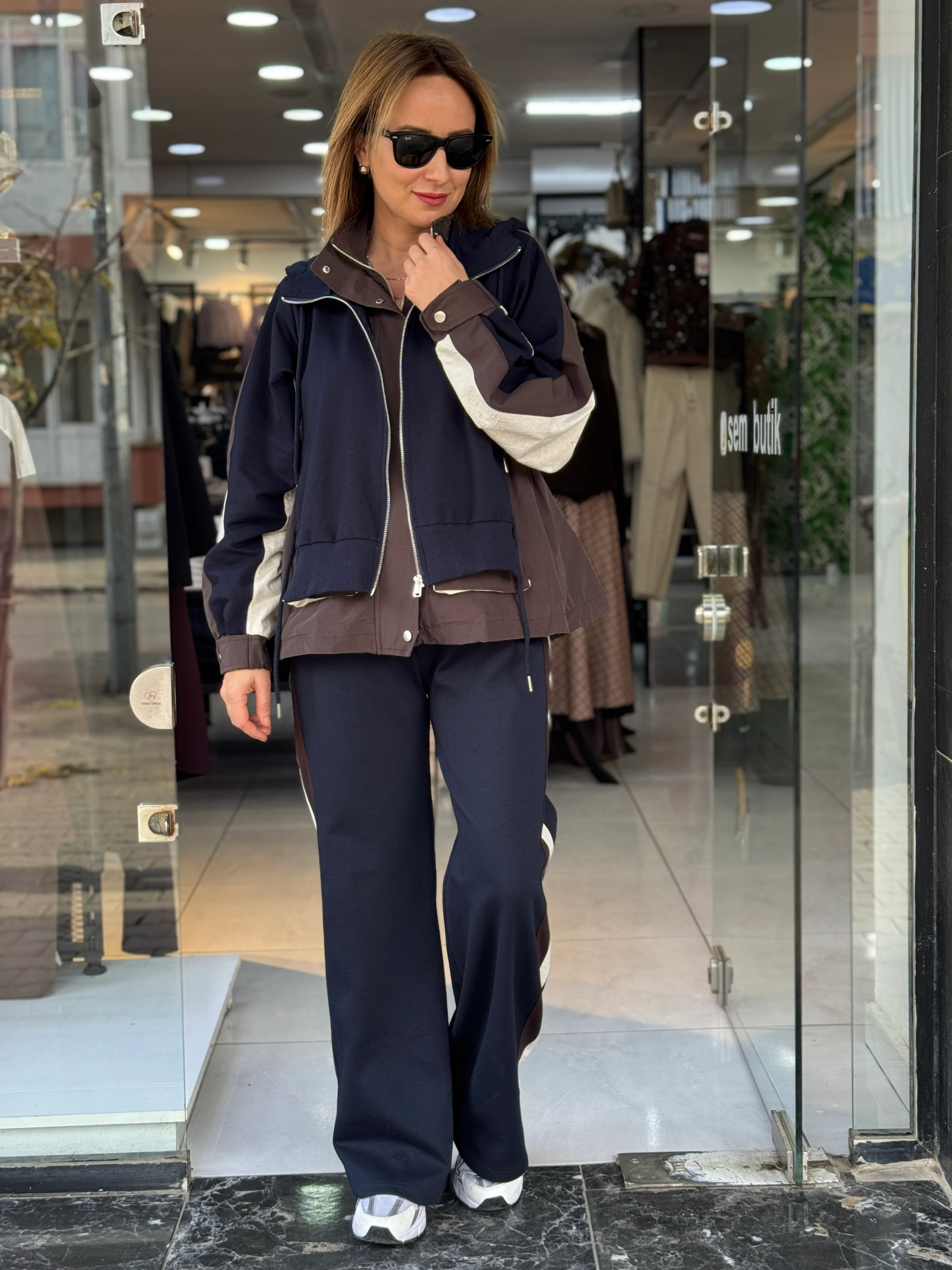 Paraşüt Detaylı Ceketli Kapüşonlu Takım