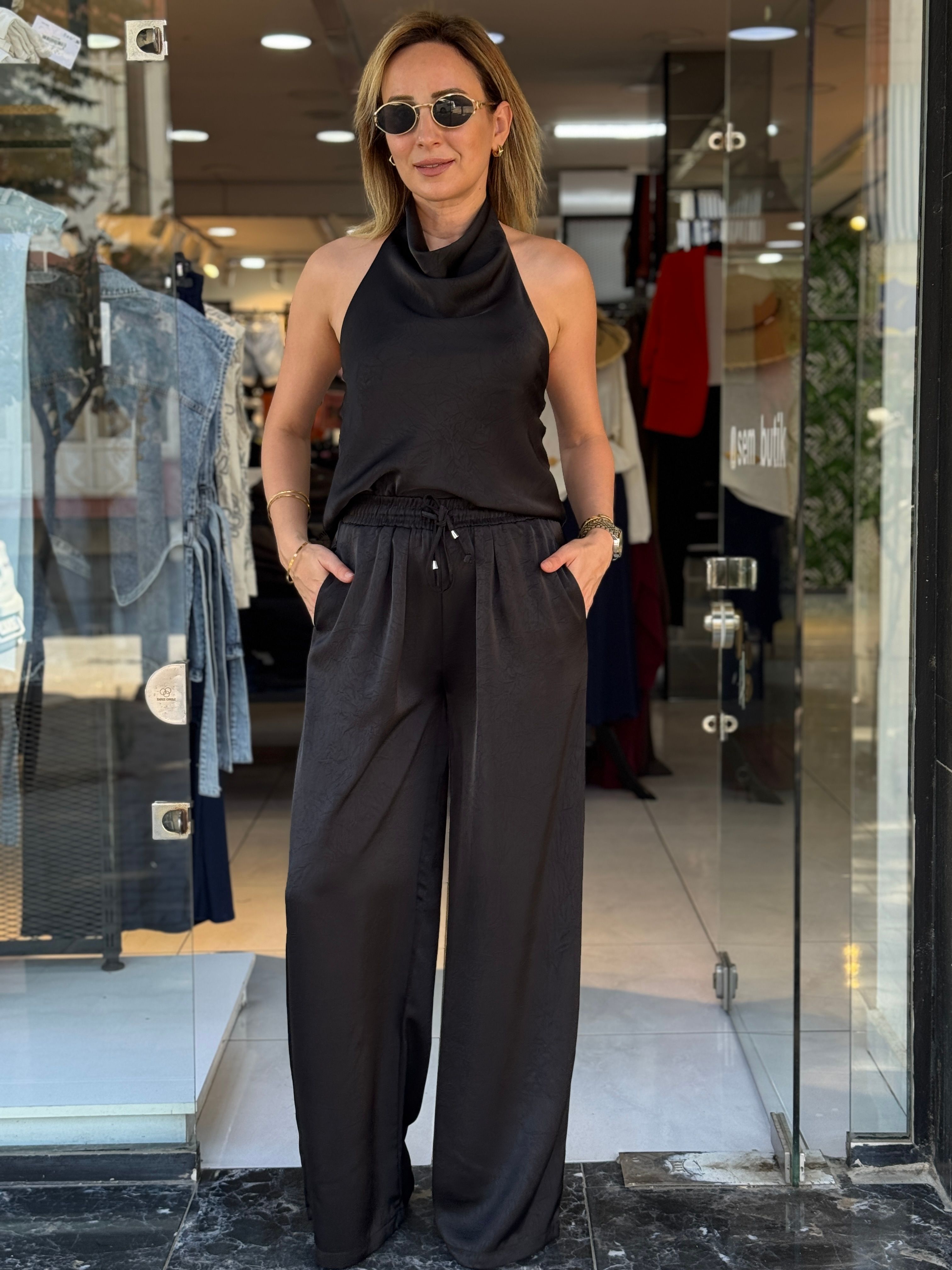 Bluz Pantolon Saten Takım