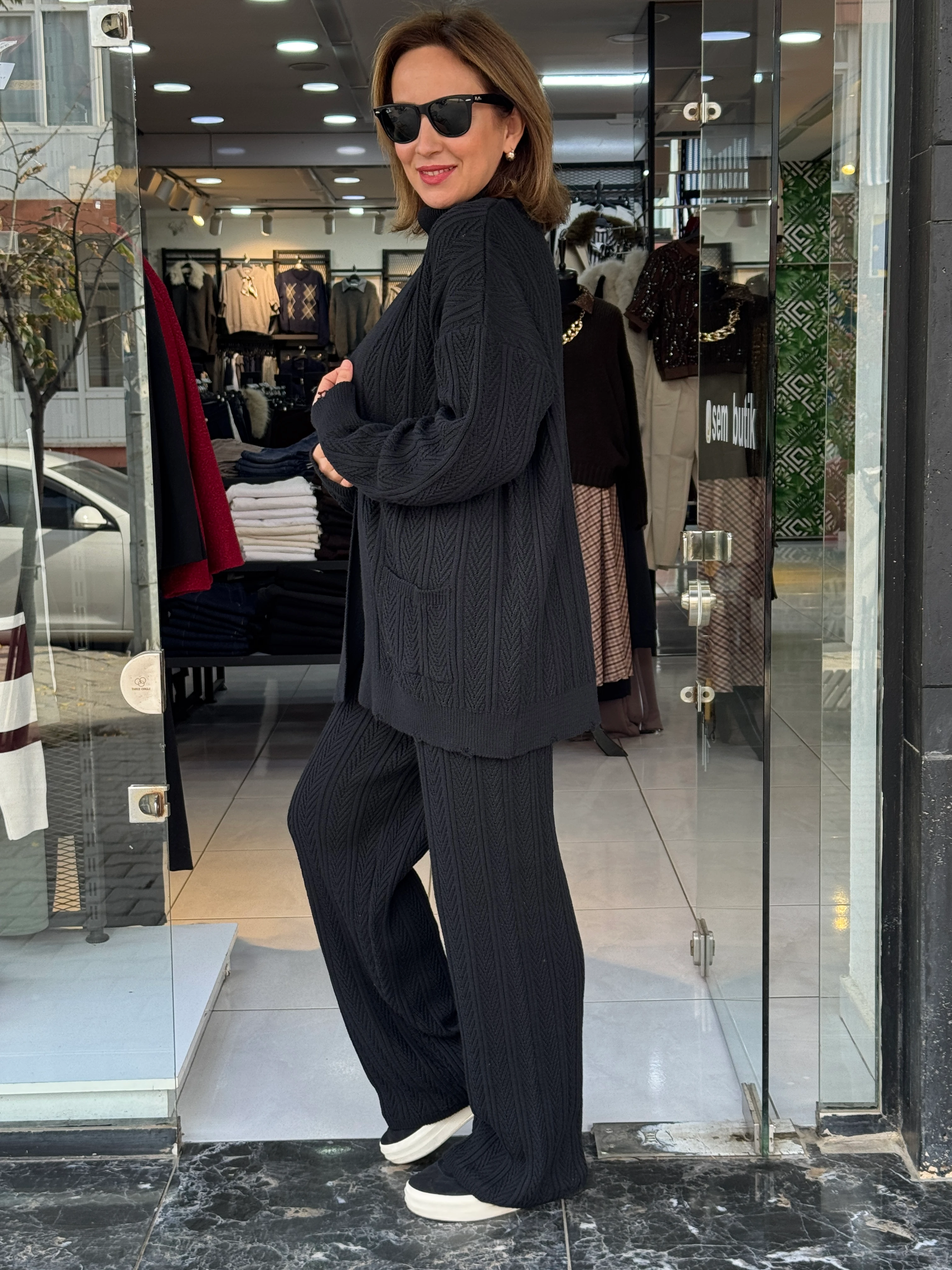 Siyah 3'lü Triko Takım