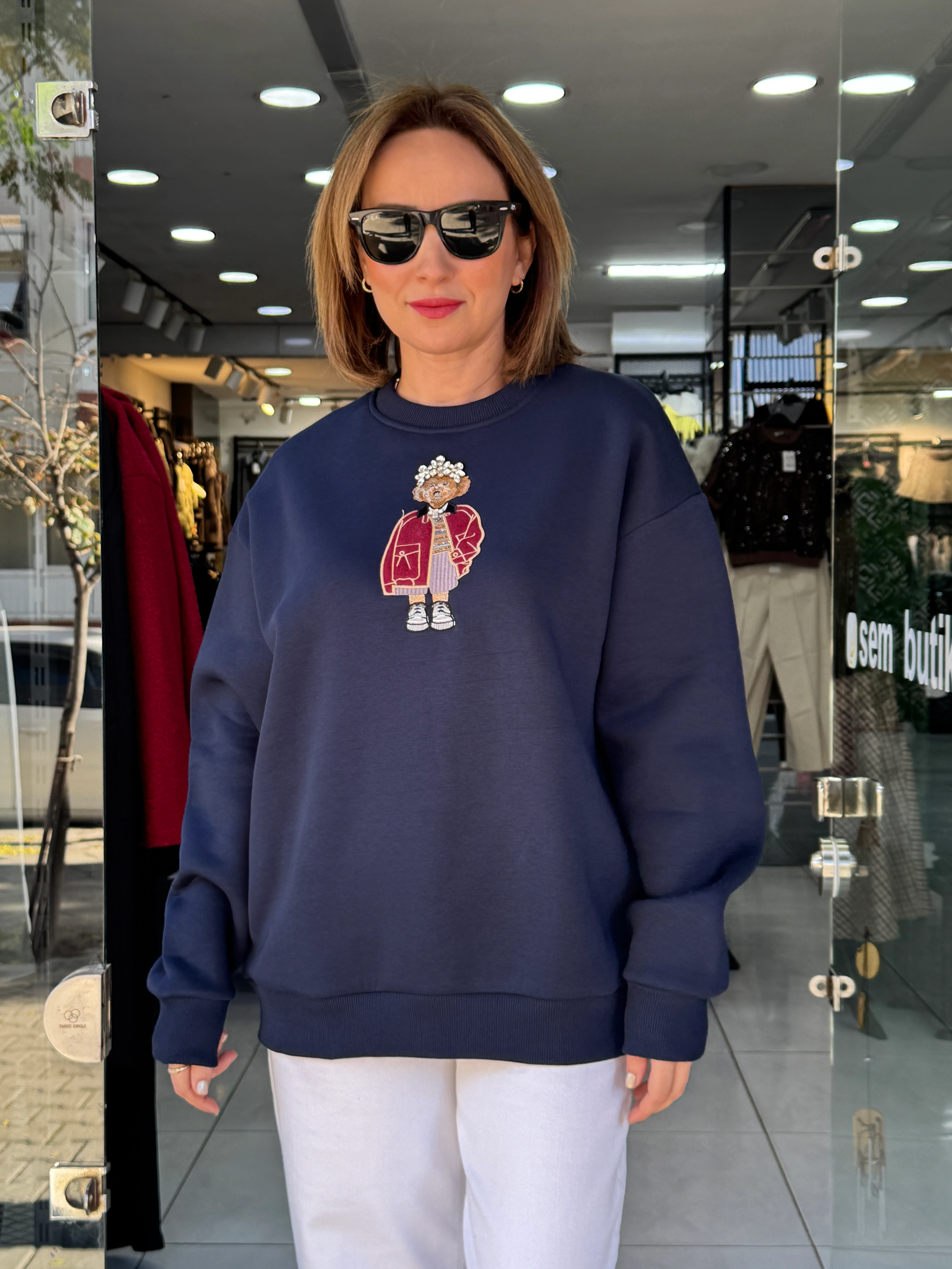 Teddy Detaylı Şardonlu Sweat