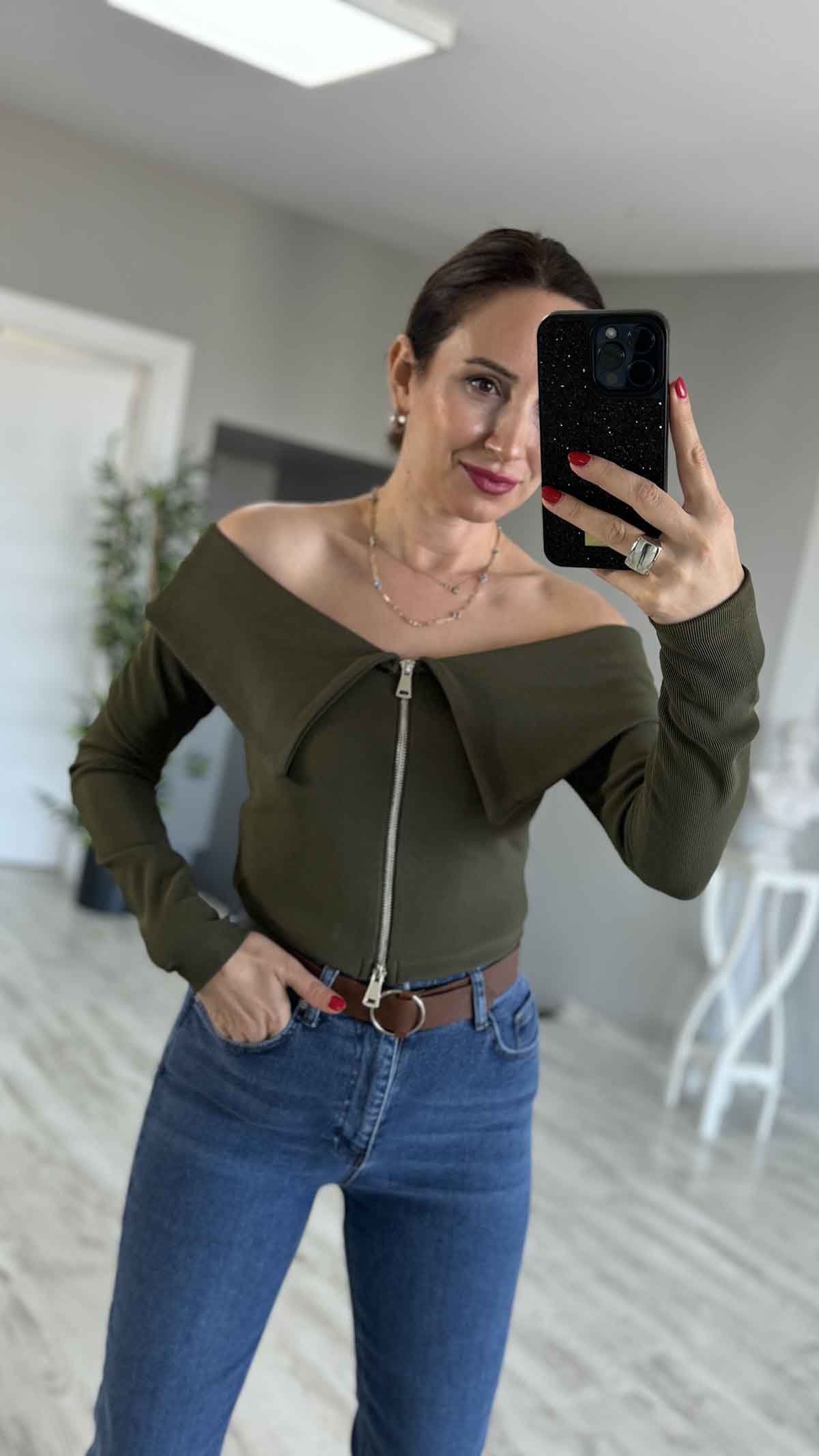 Fermuarlı Bluz