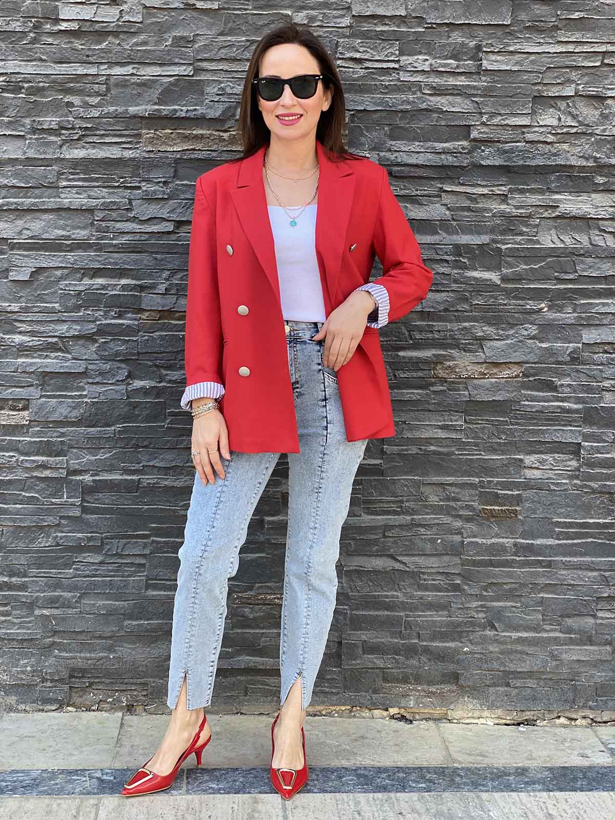 Arkası Çizgi Detaylı Blazer