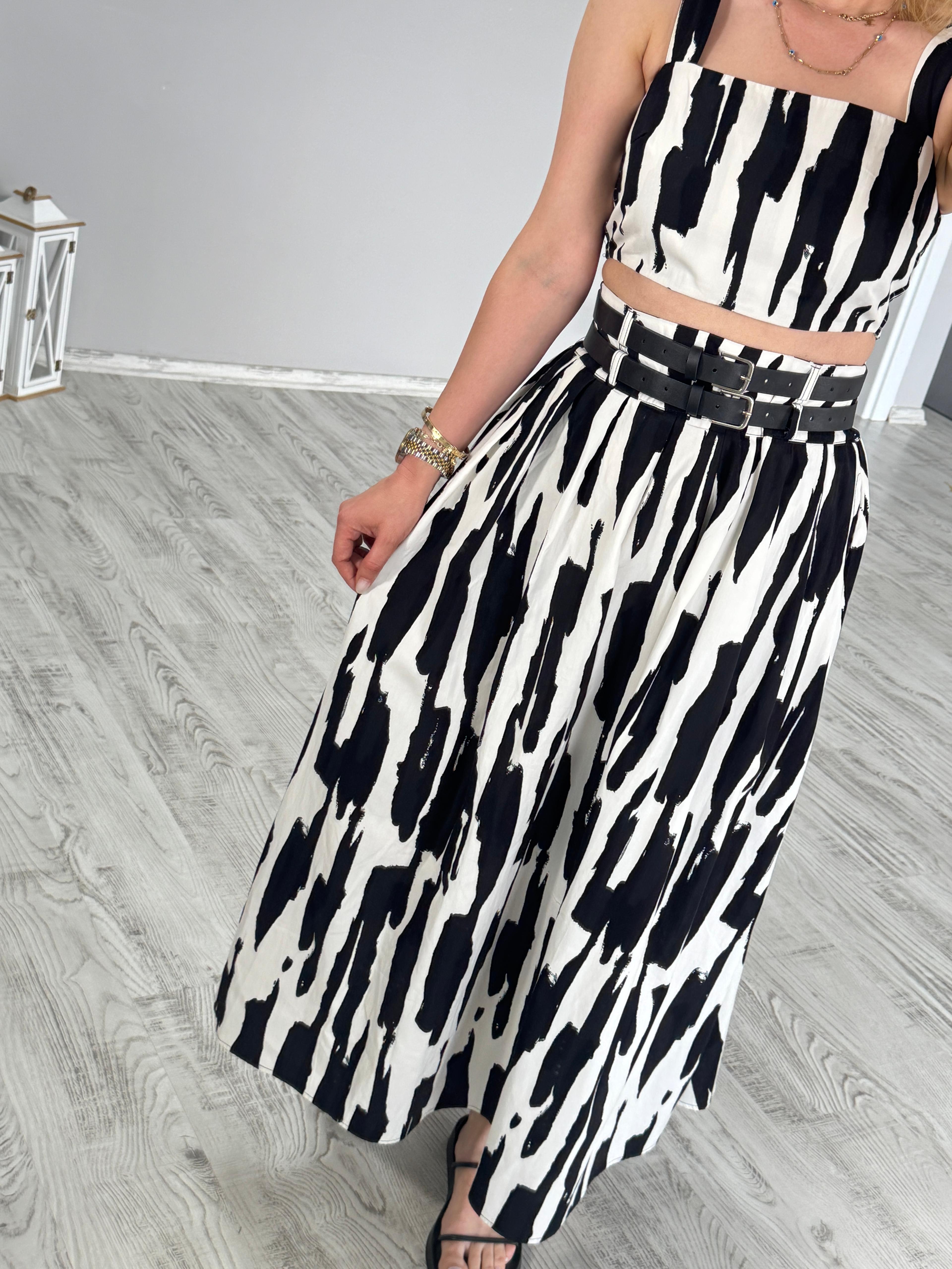 Zebra Desen Kemerli Takım