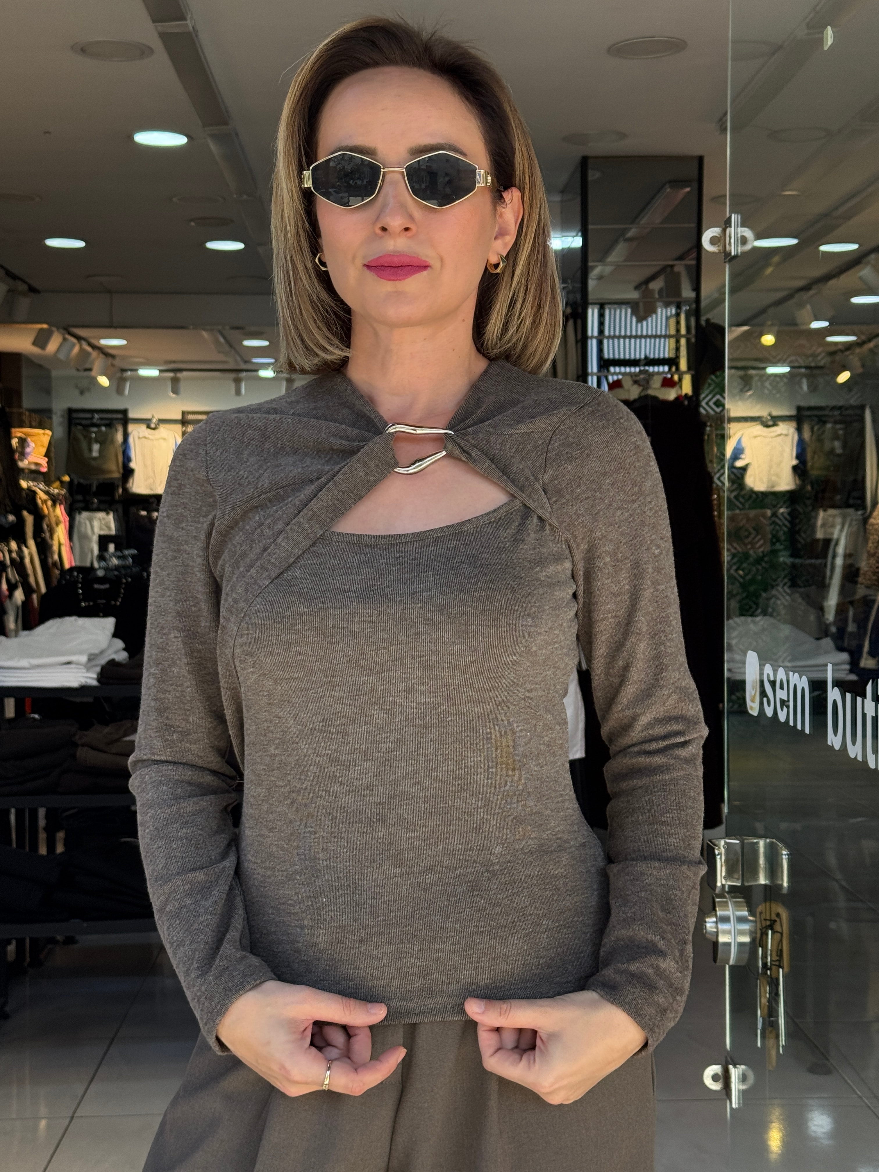 Pencere Detaylı Örme Bluz