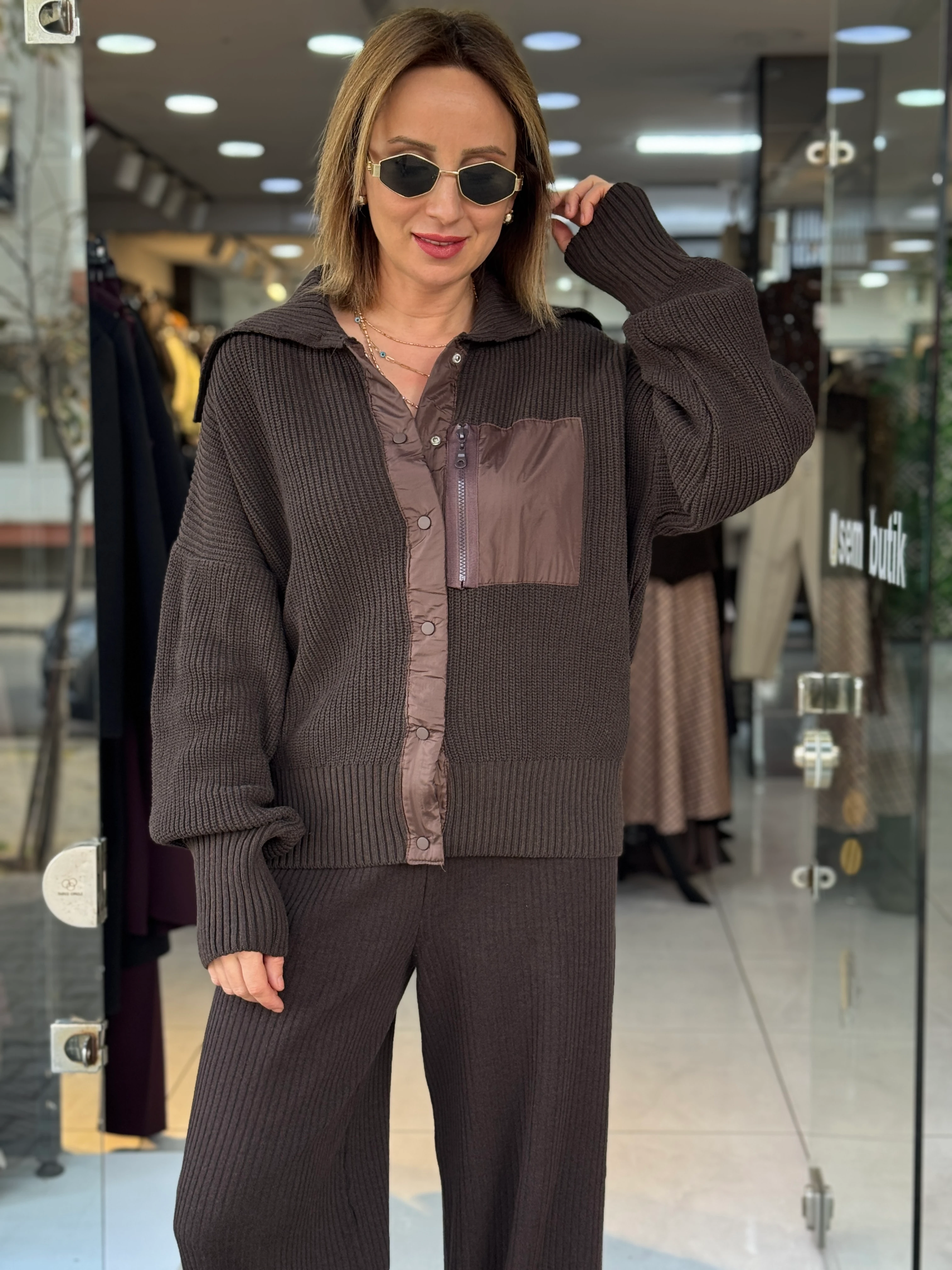 Paraşüt Detaylı Ceketli Triko Takım