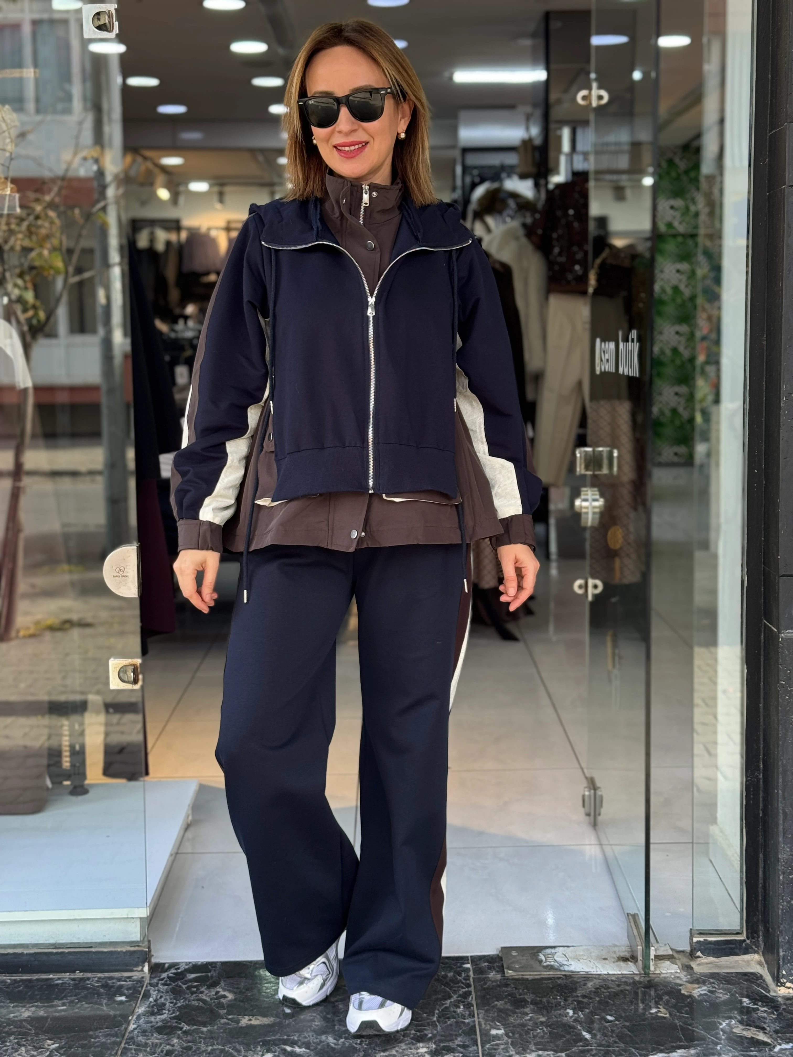 Paraşüt Detaylı Ceketli Kapüşonlu Takım