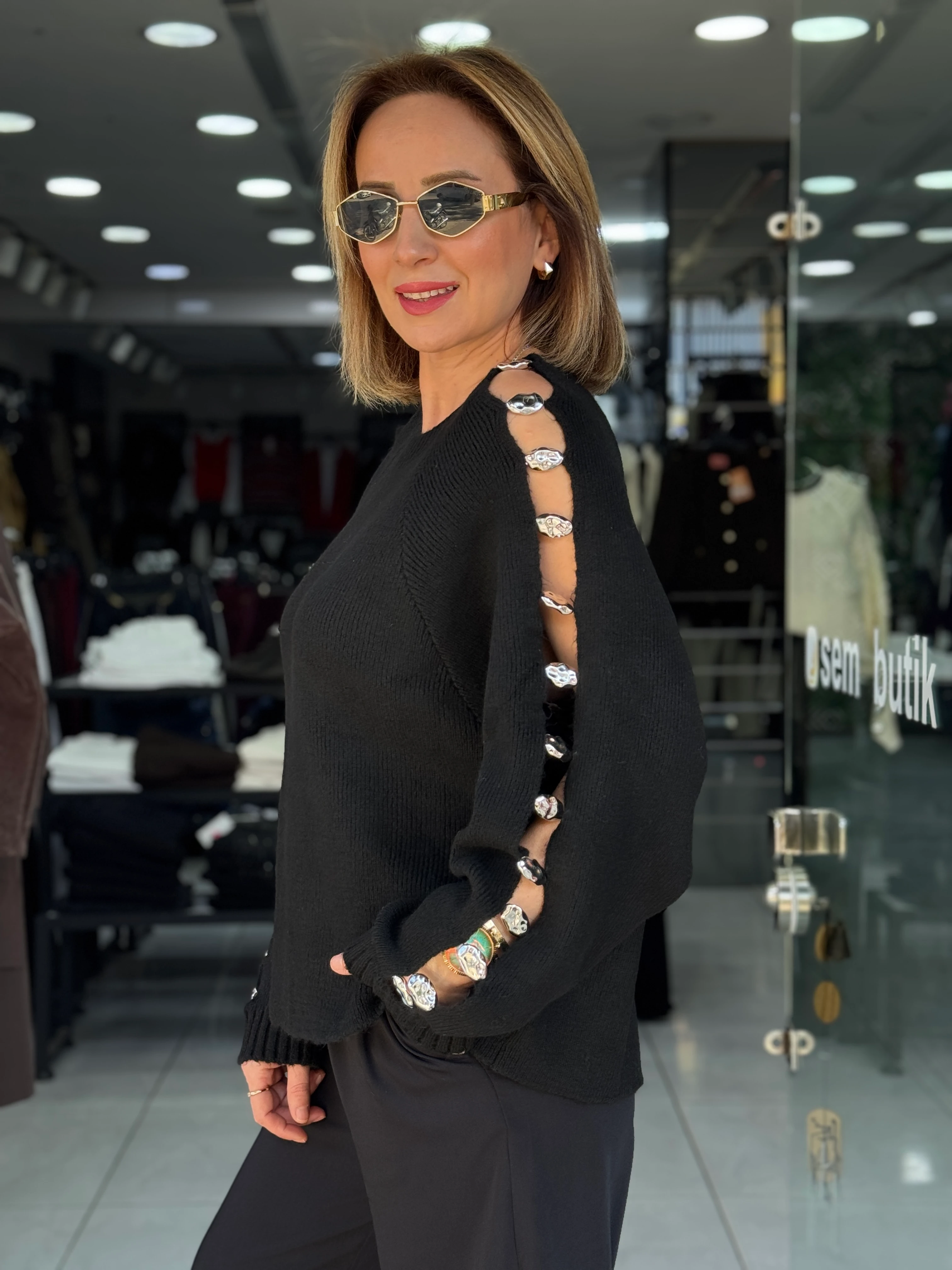 Tasarım Kazak - Siyah