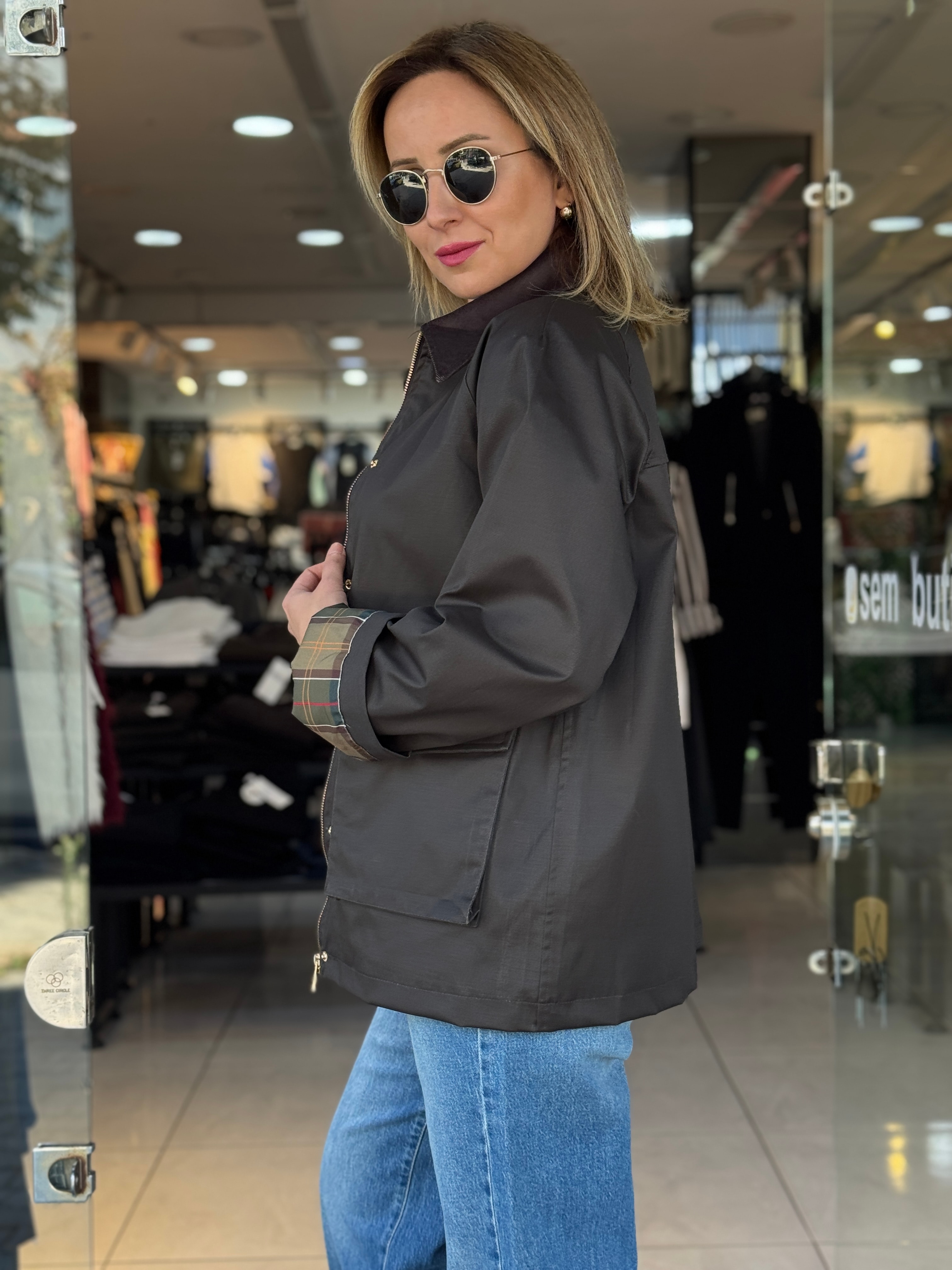Acı Kahve Ekose Astarlı Ceket