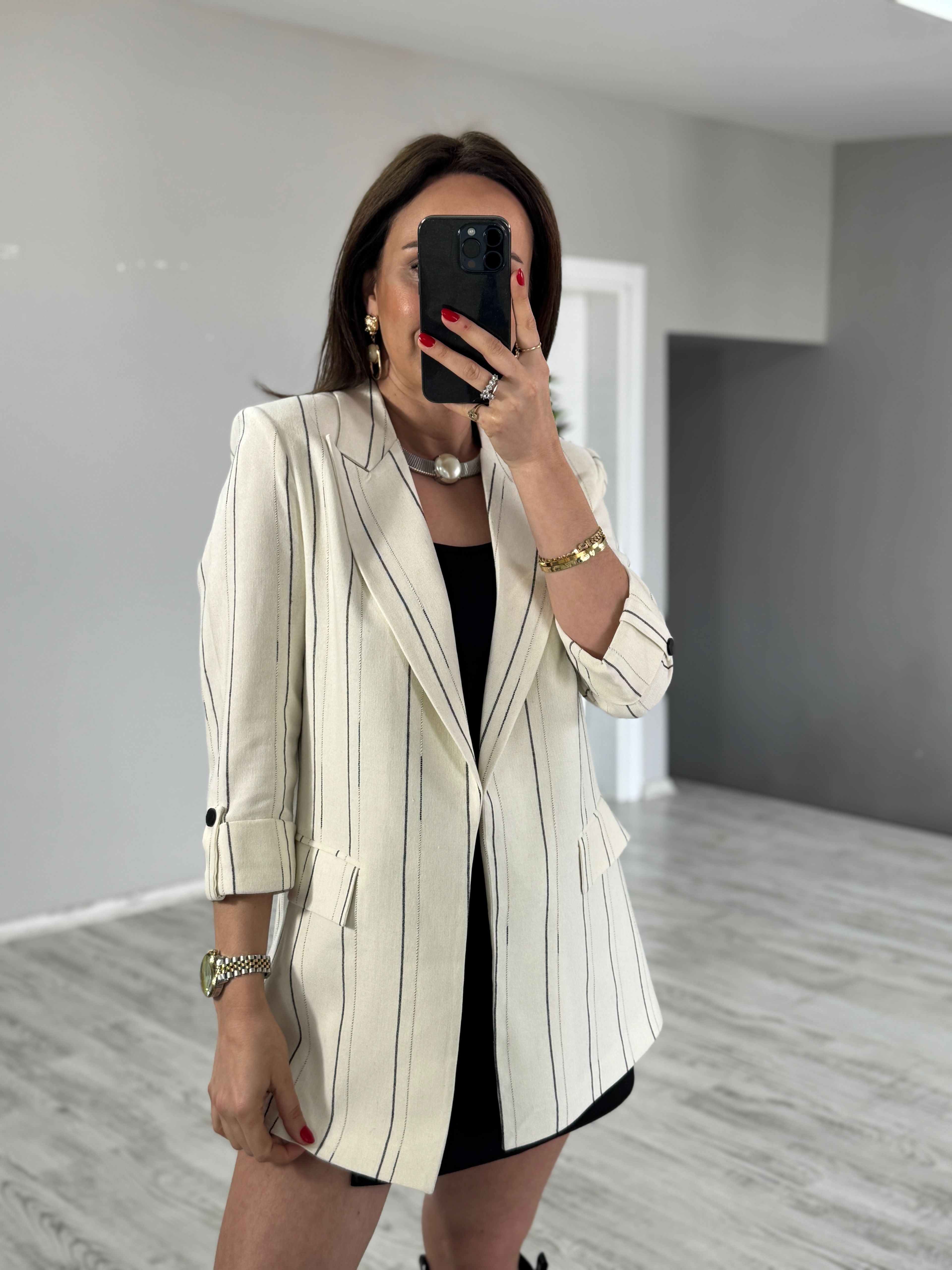 Keten Çizgili Blazer