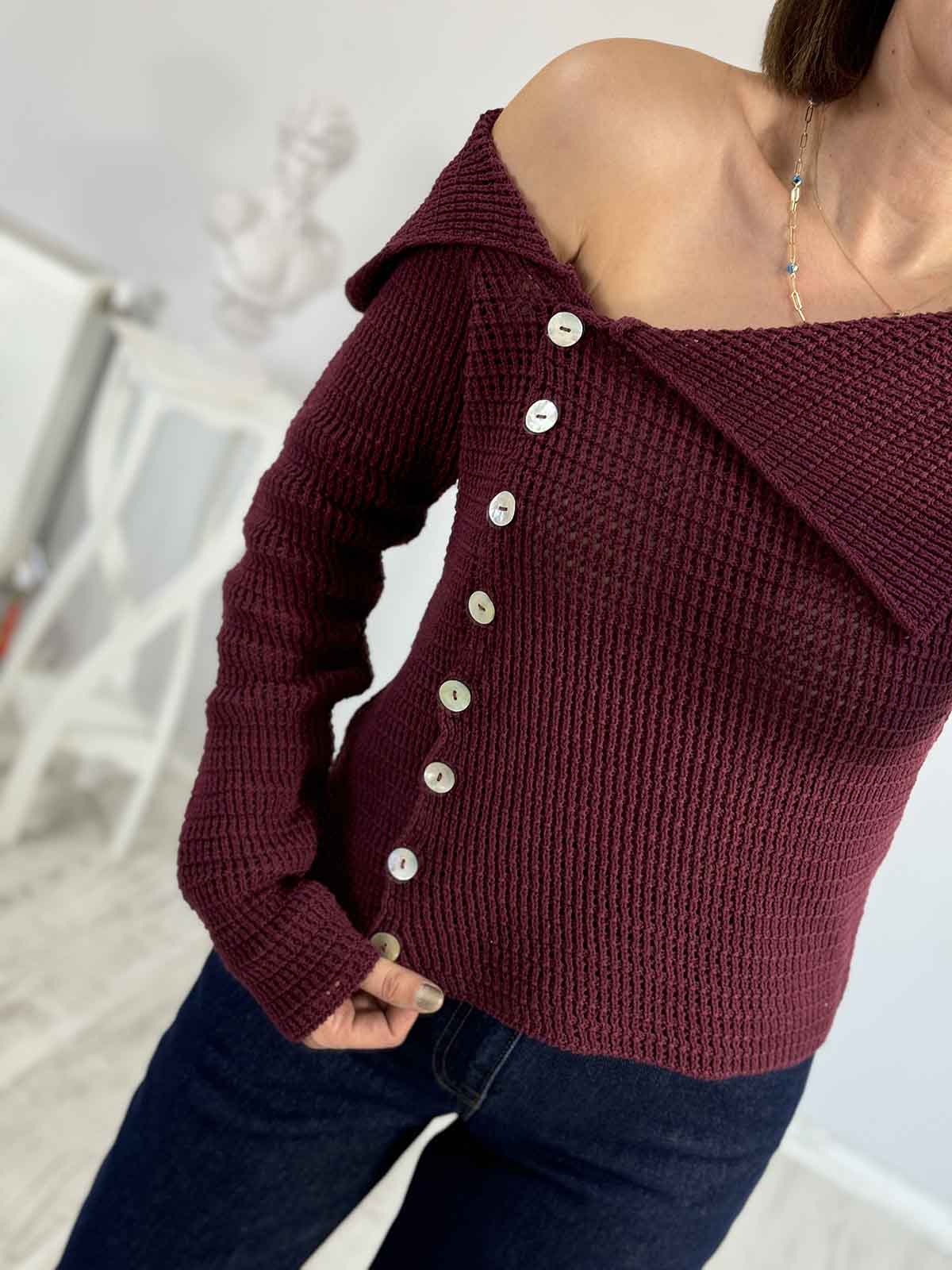 Merserize Omuz Detaylı Bluz