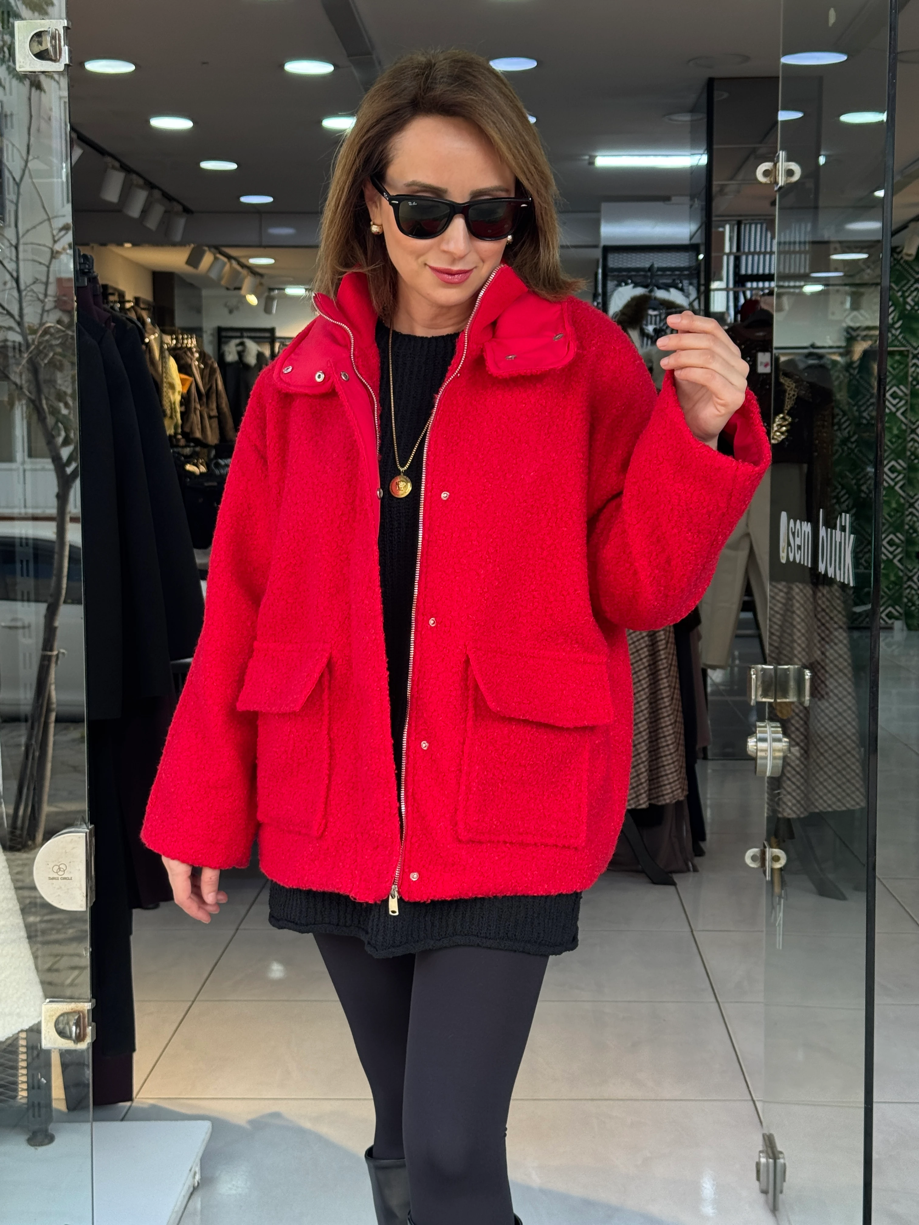 Ön Cep Detaylı Buklet Kaban