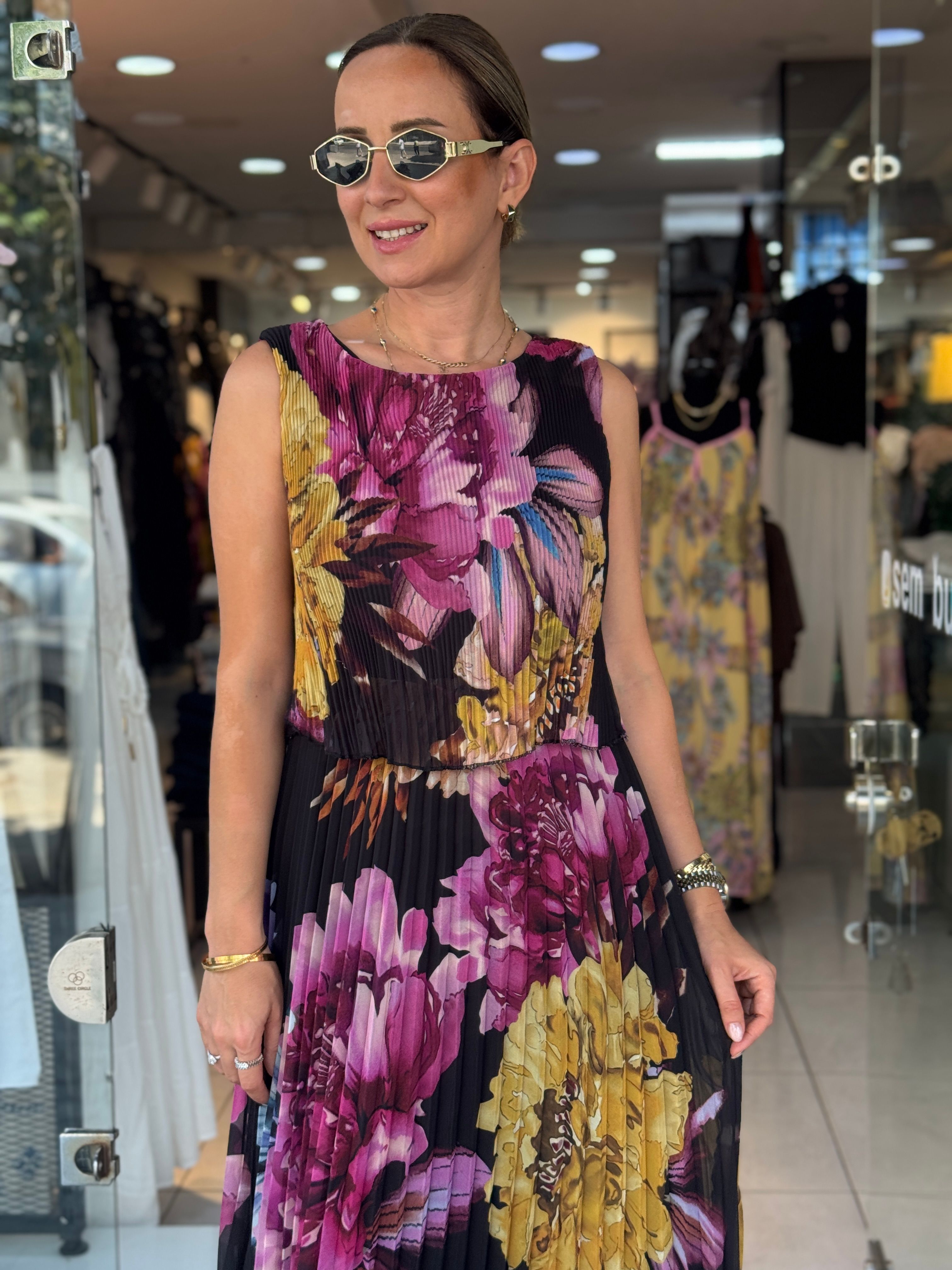 Desenli Ateşpile Elbise