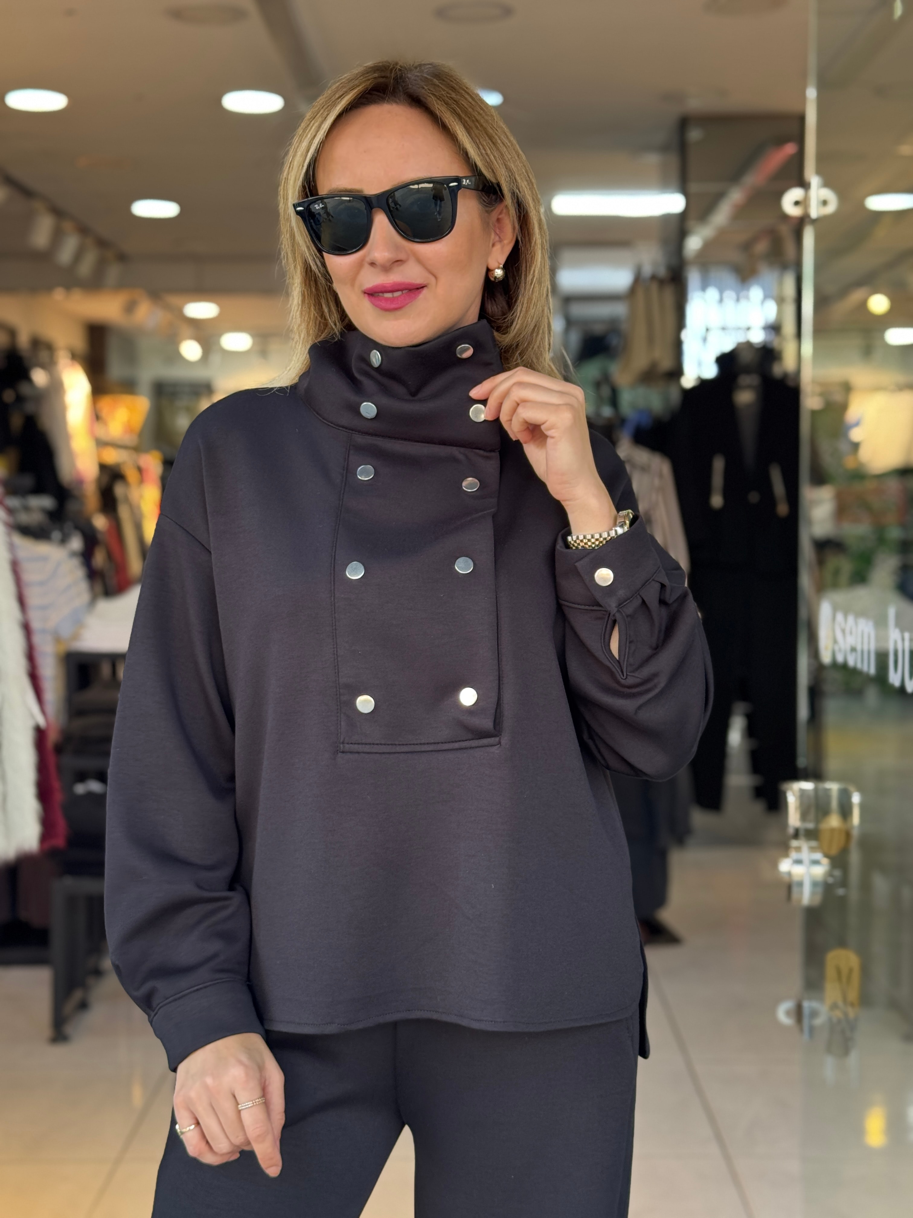 Dik Yaka Çıtçıtlı Modal Takım