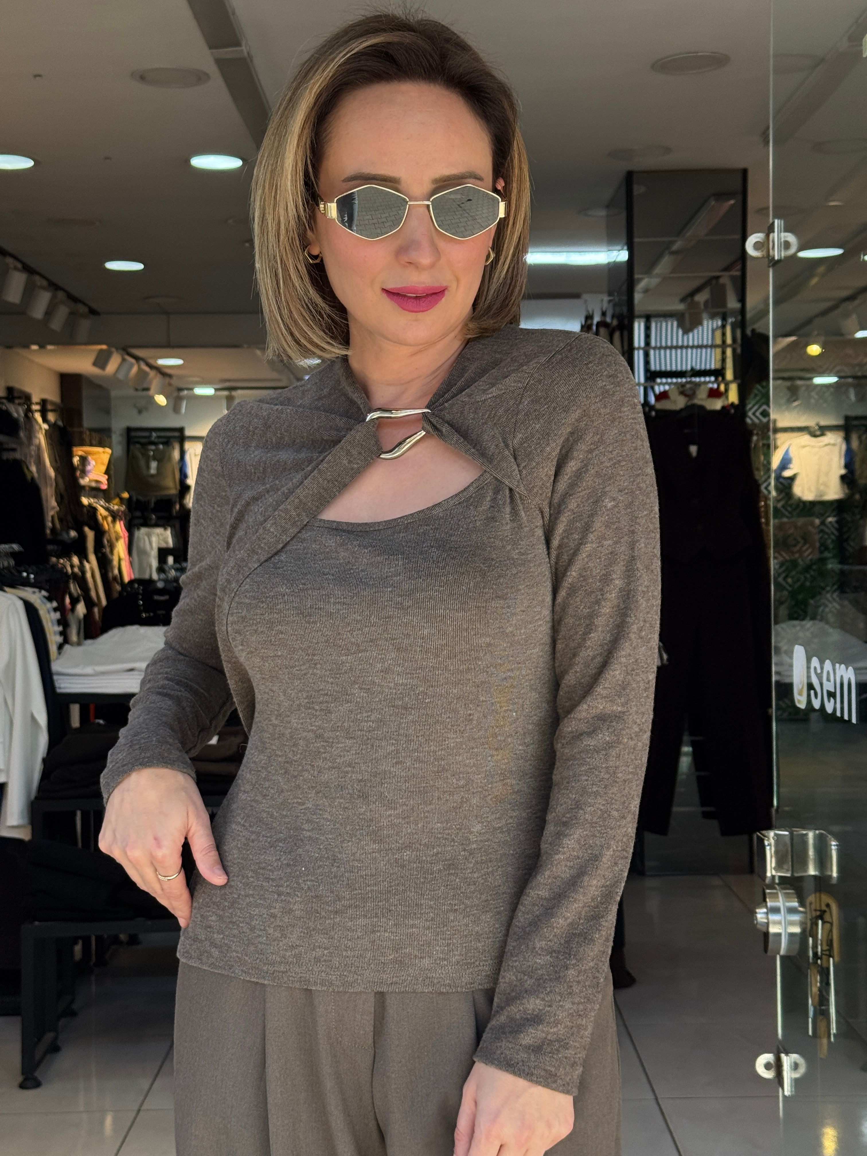 Pencere Detaylı Örme Bluz