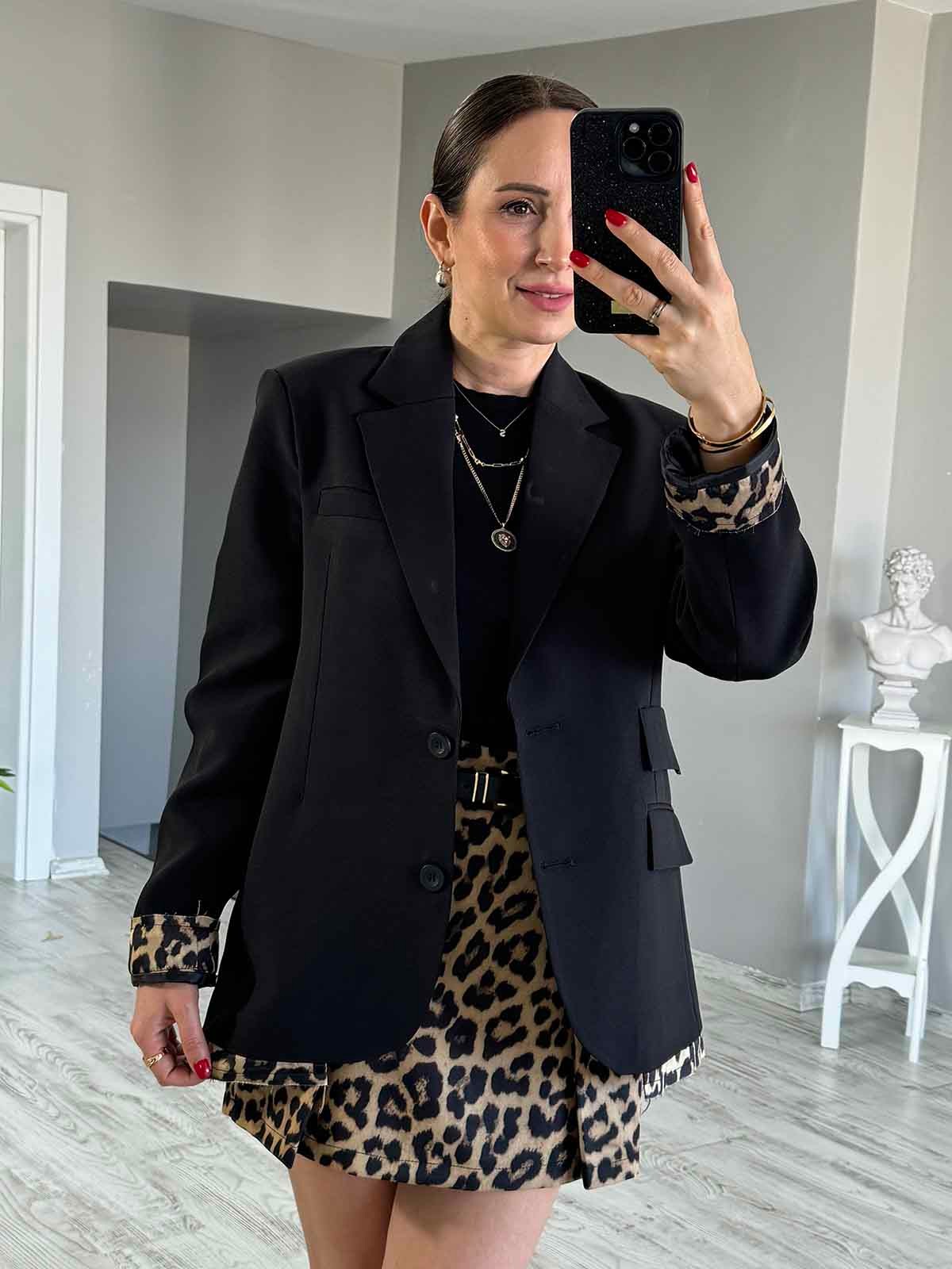 Leopar Detaylı Blazer