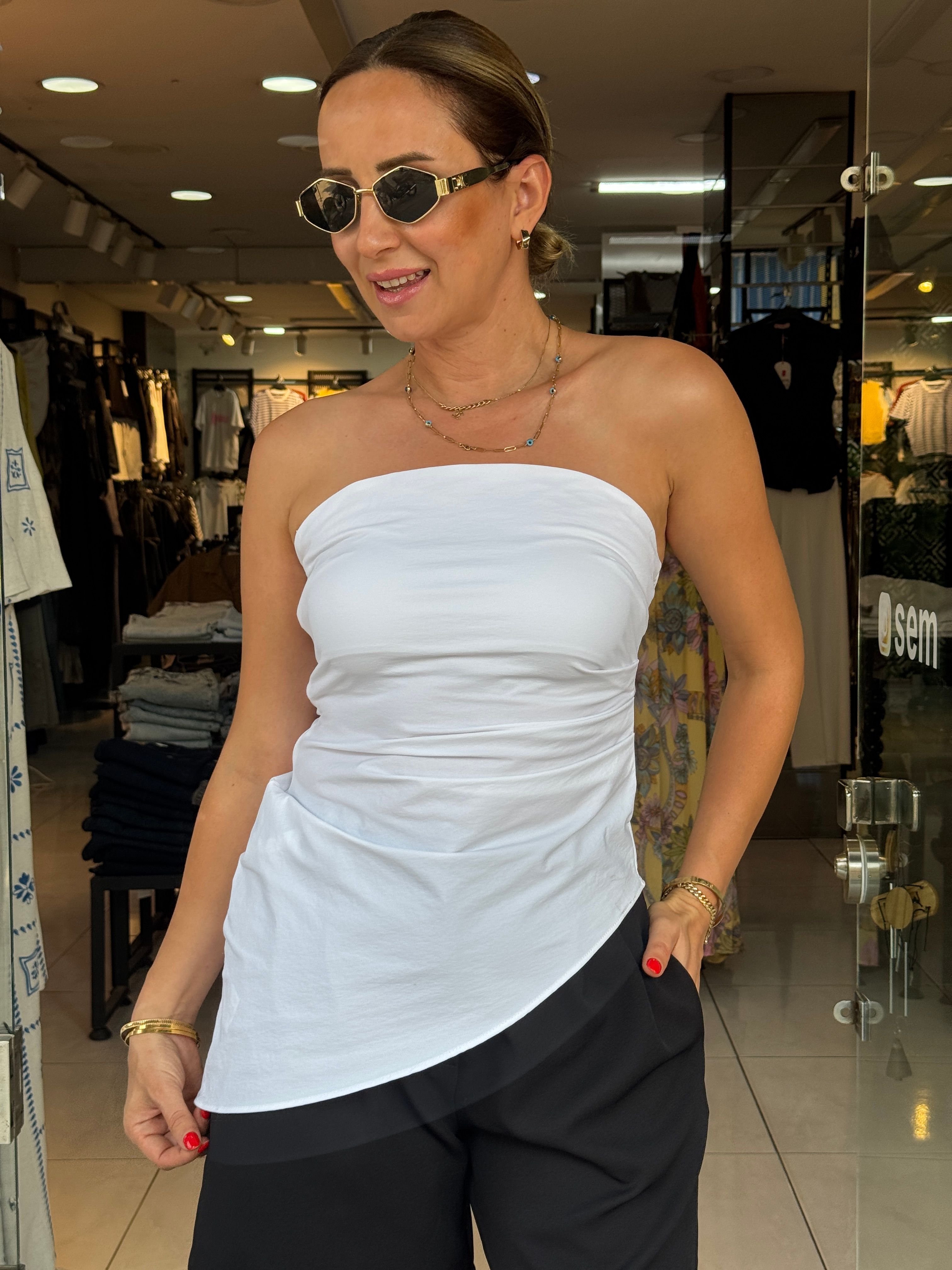 Beyaz Straplez Bluz