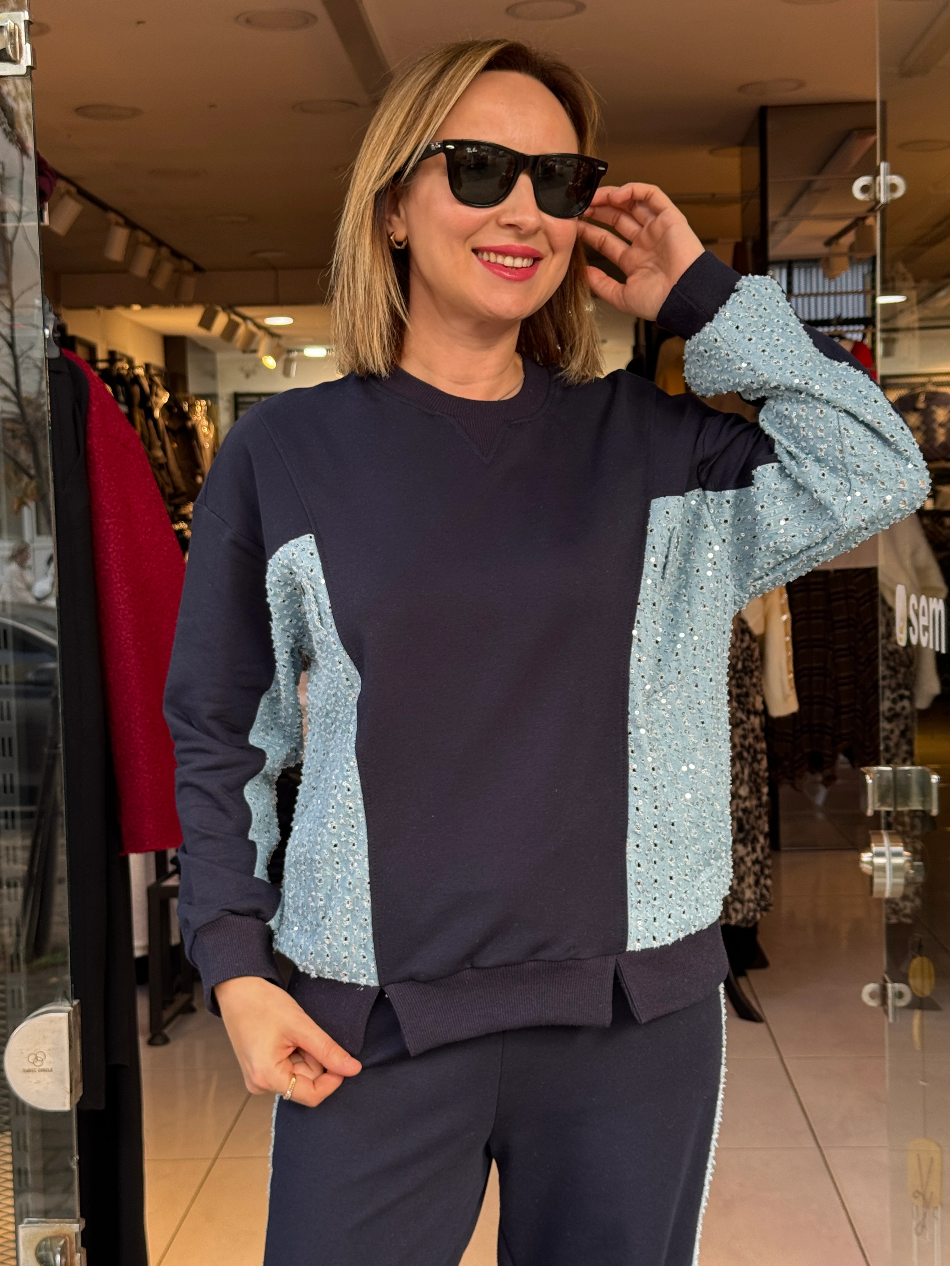 Kot Garnili Pul Detaylı Eşofman Takım