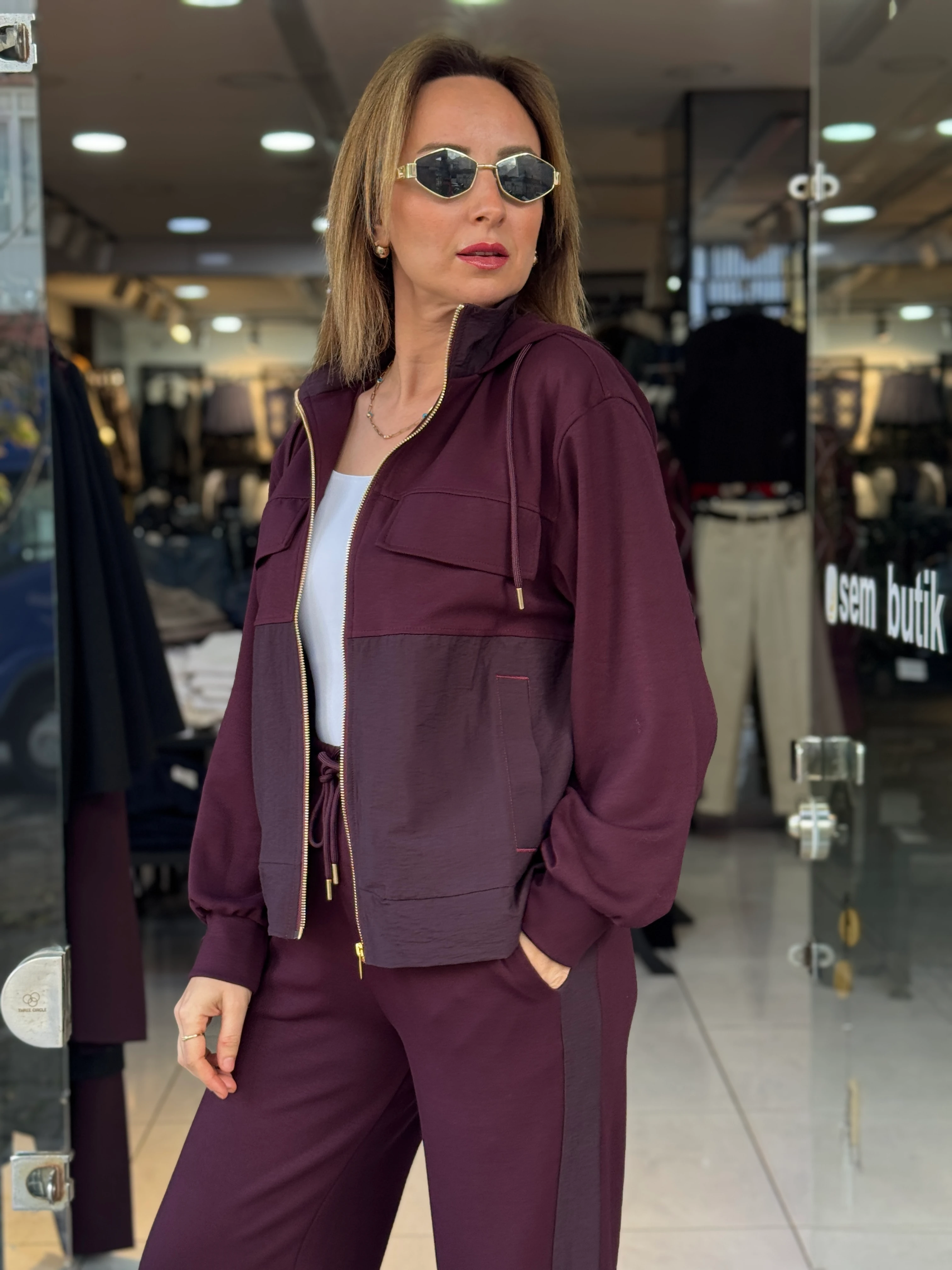 Paraşüt Detay Kapüşonlu Takım