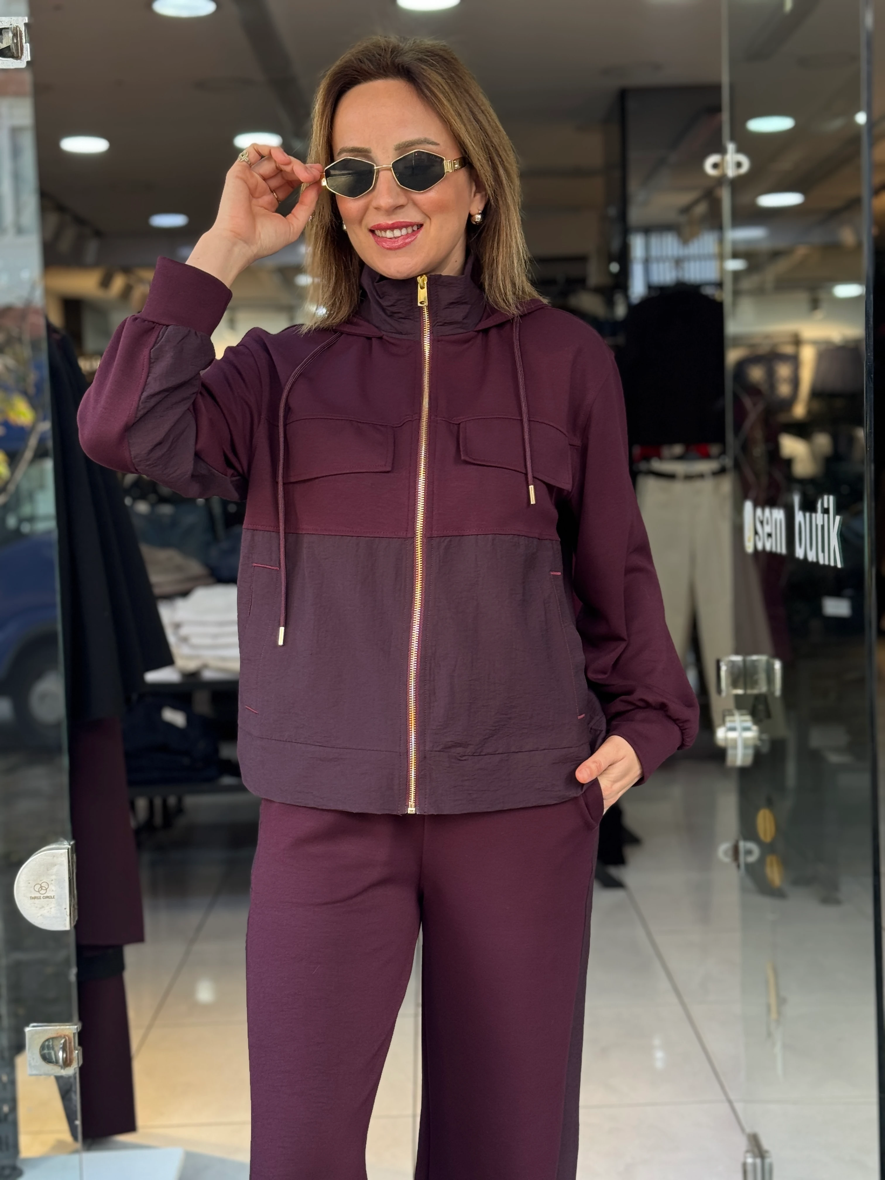 Paraşüt Detay Kapüşonlu Takım