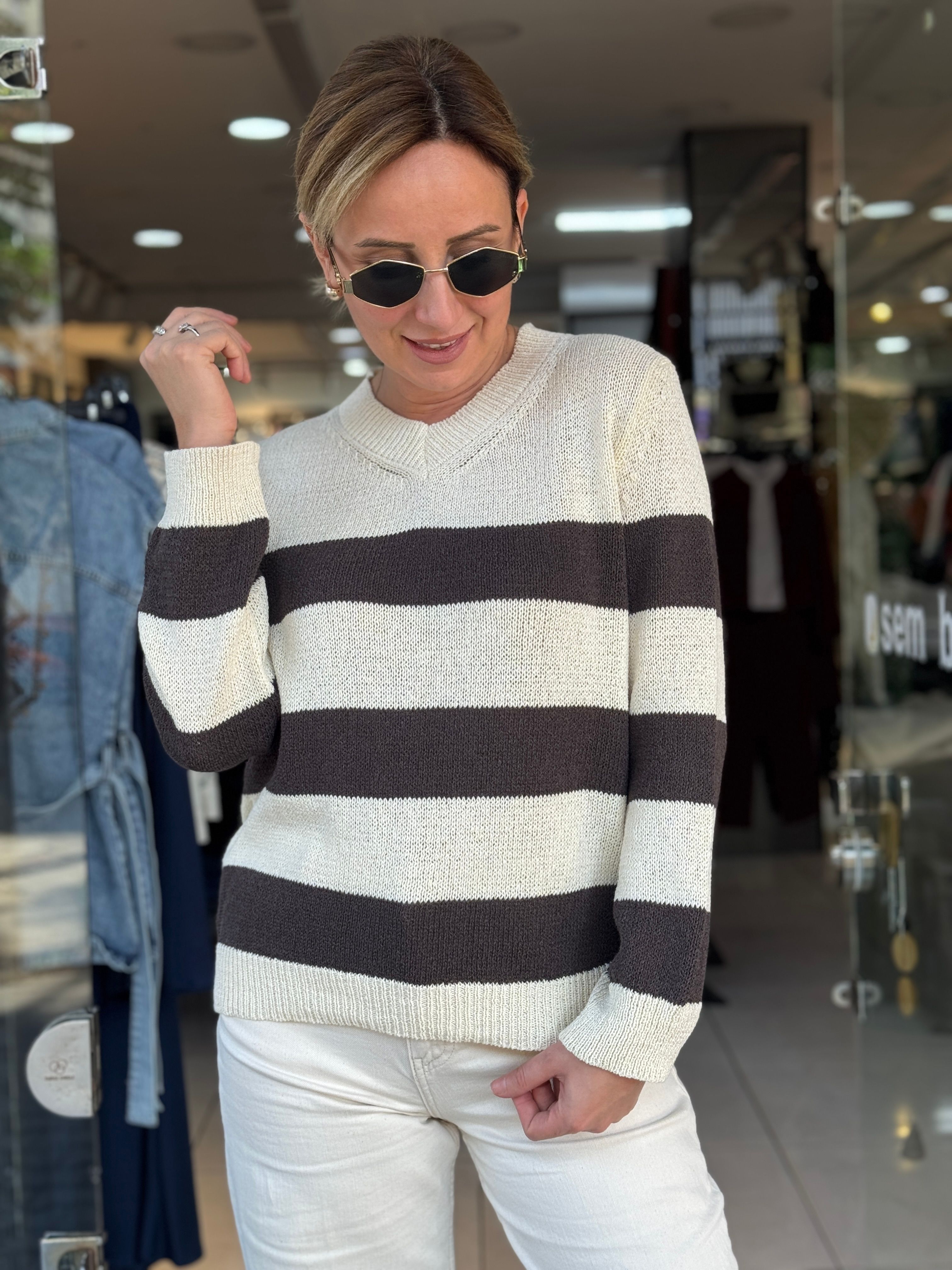 Kahve Çizgili Merserize