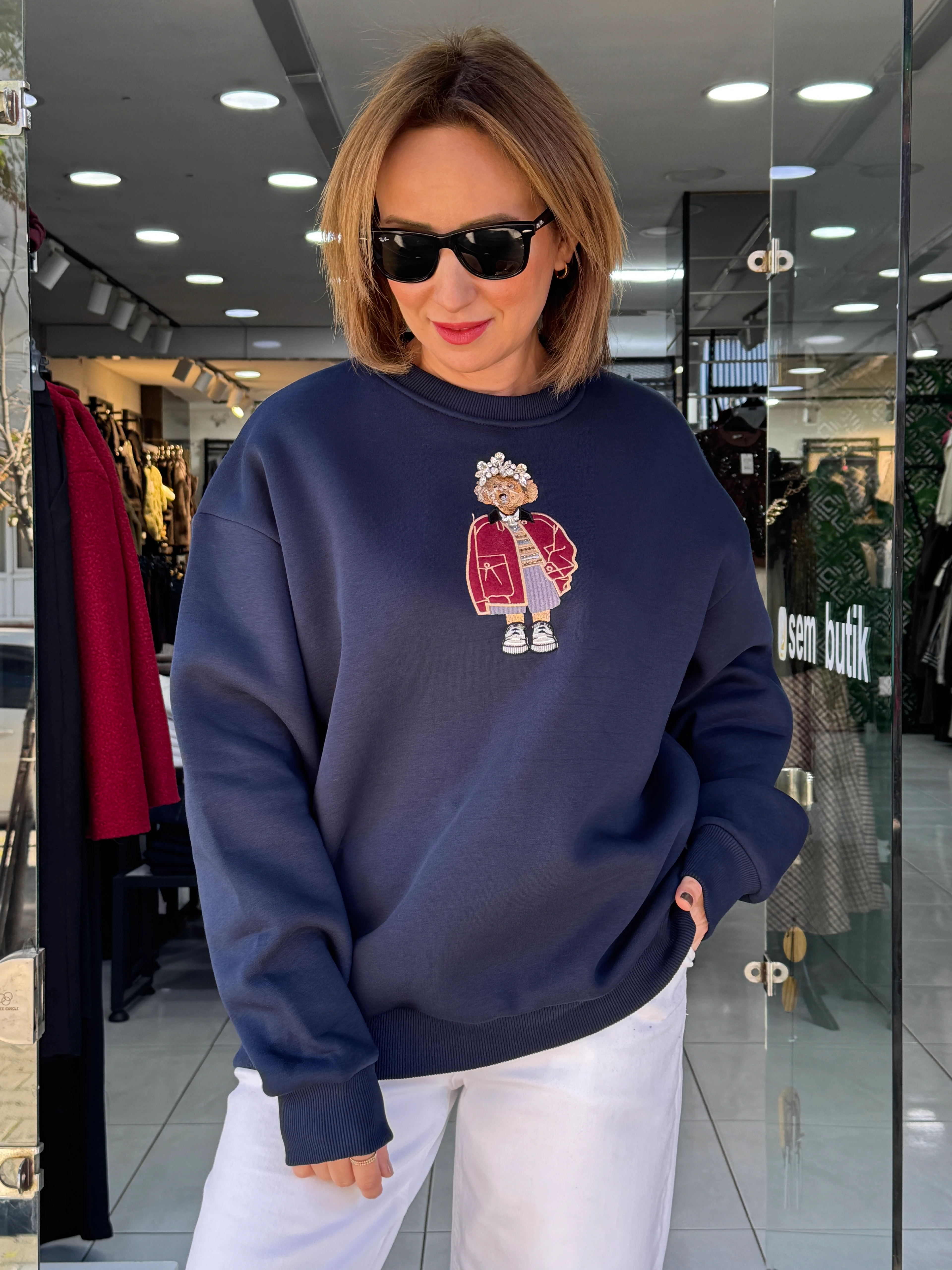 Teddy Detaylı Şardonlu Sweat