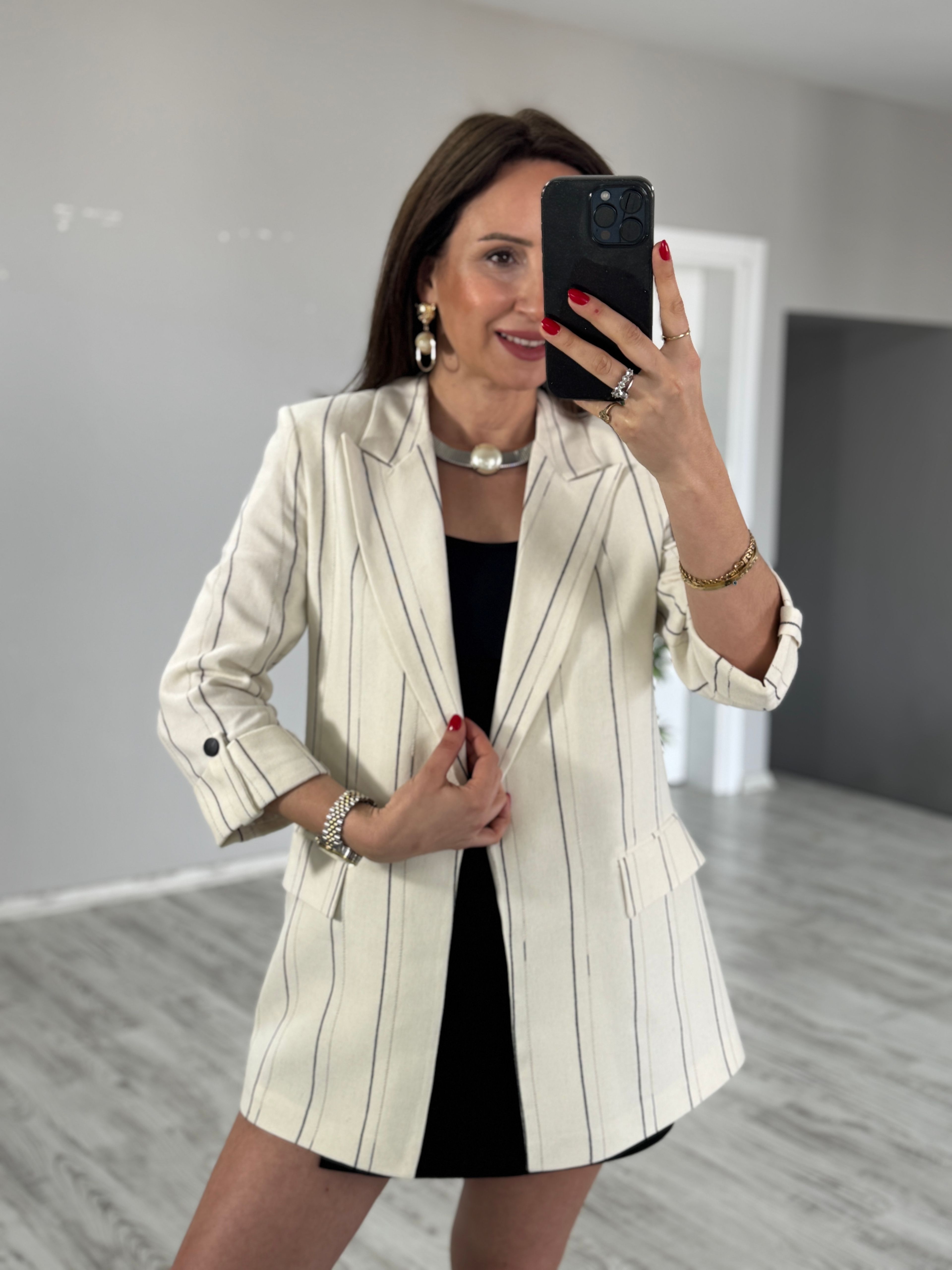 Keten Çizgili Blazer