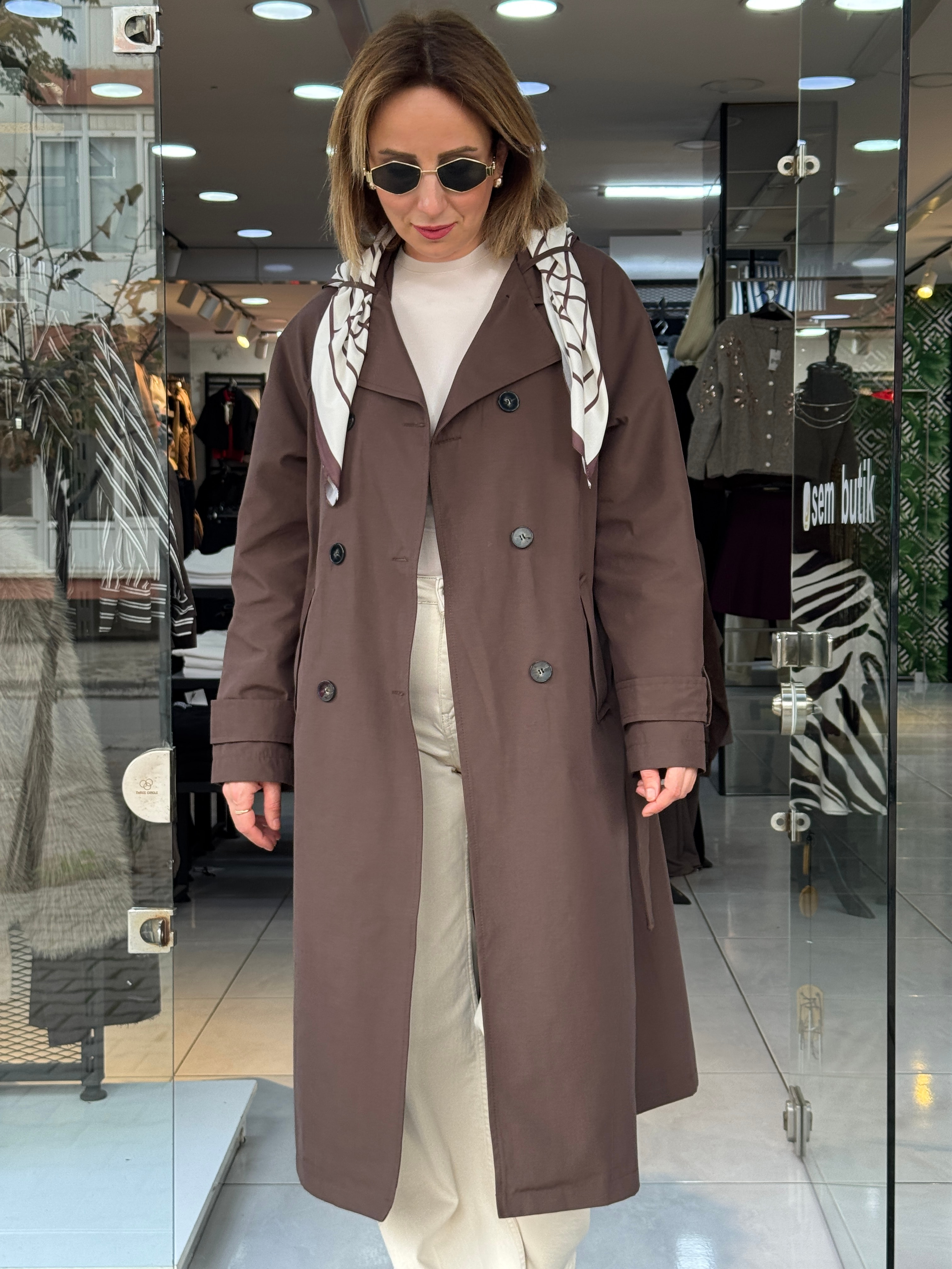 Fularlı Acı Kahve Trenç