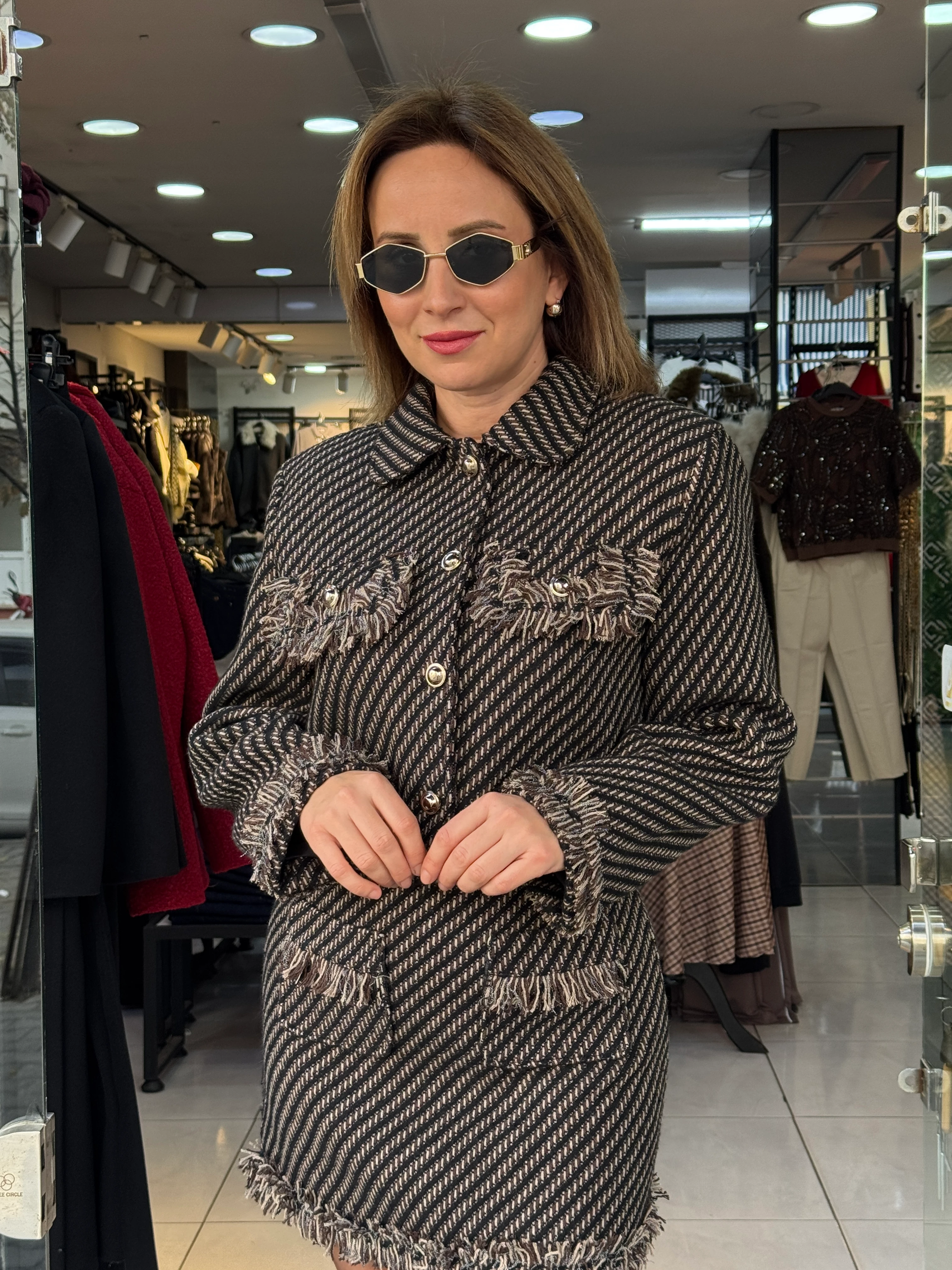 Tüvit Püskül Detaylı Ceket