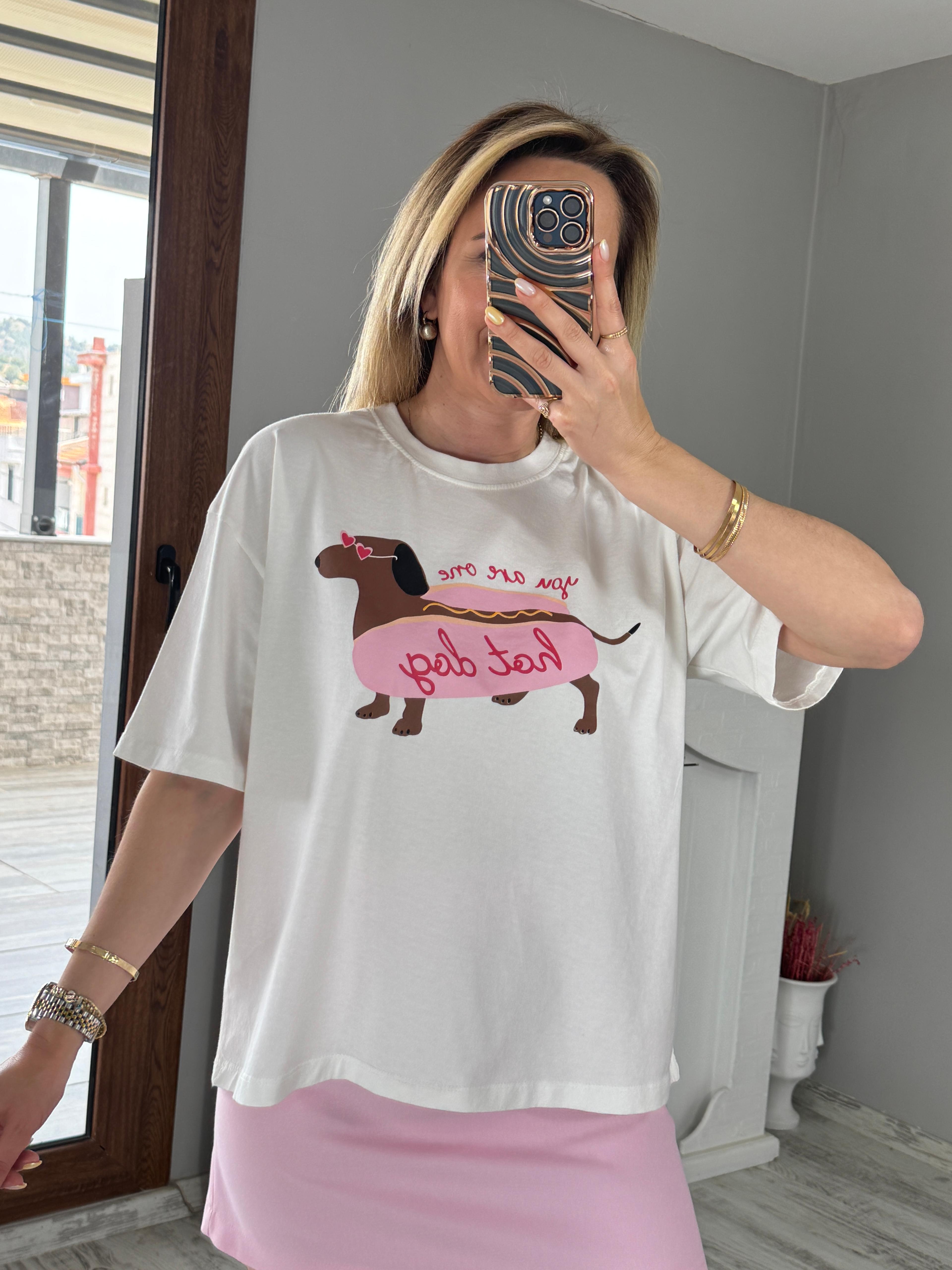 Pembe Baskı Detay Tshirt