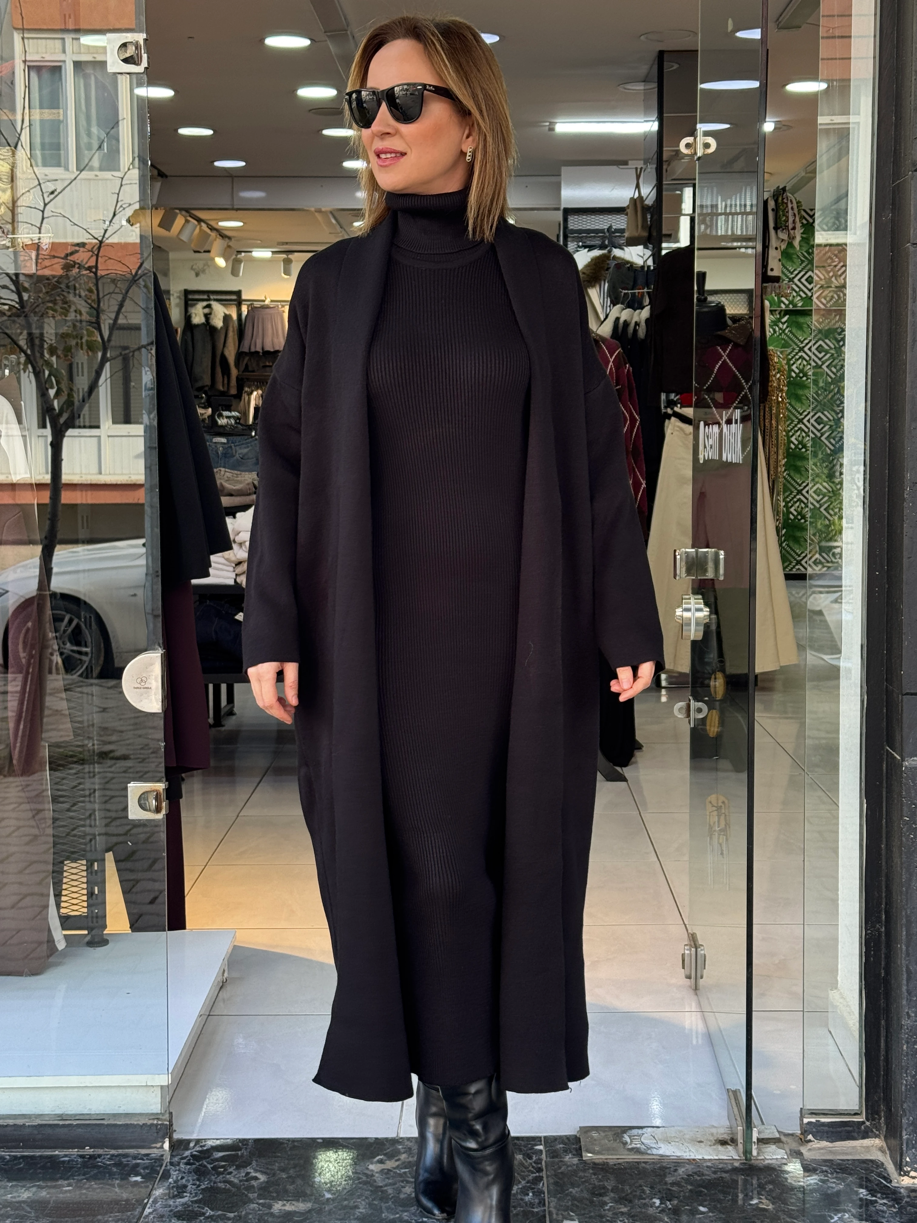 Elbiseli Triko Hırka Takım