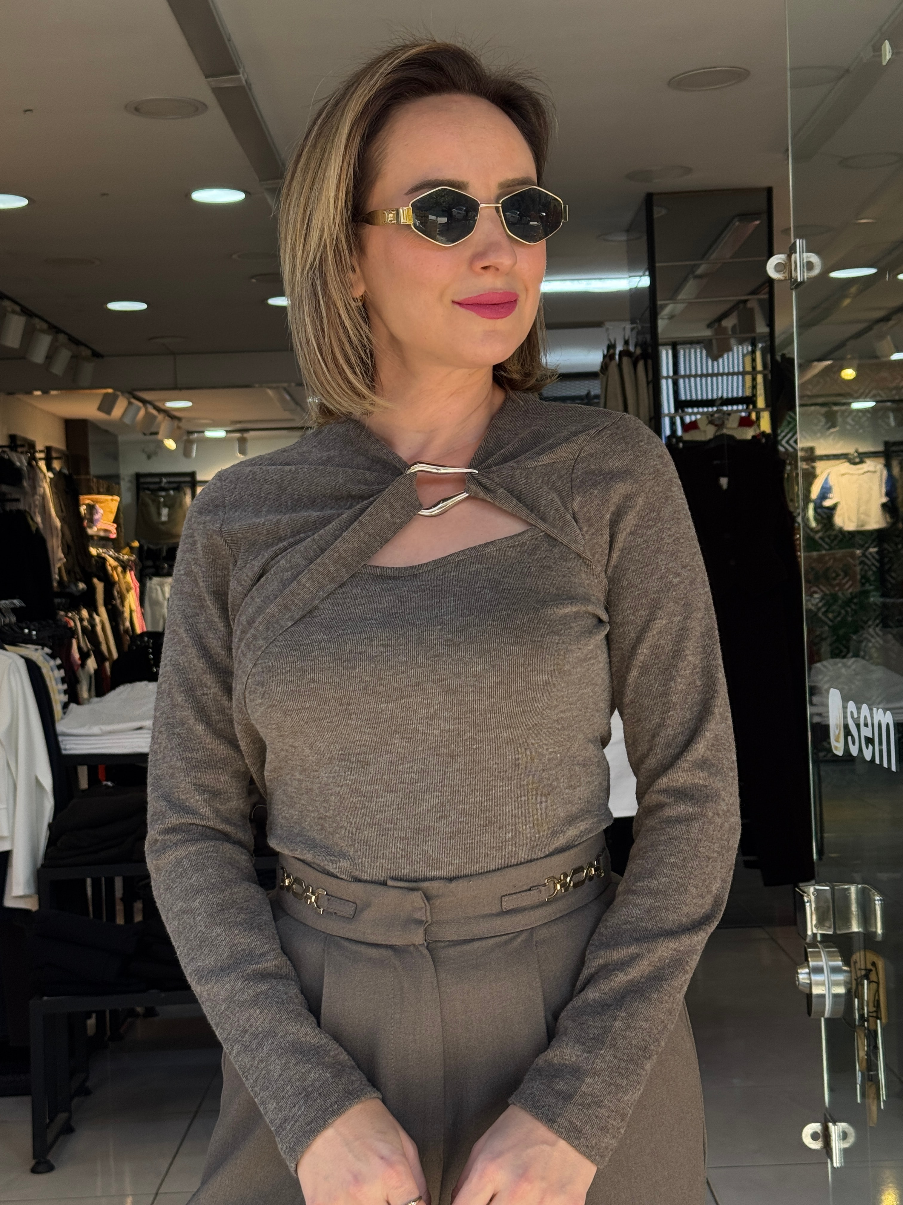 Pencere Detaylı Örme Bluz