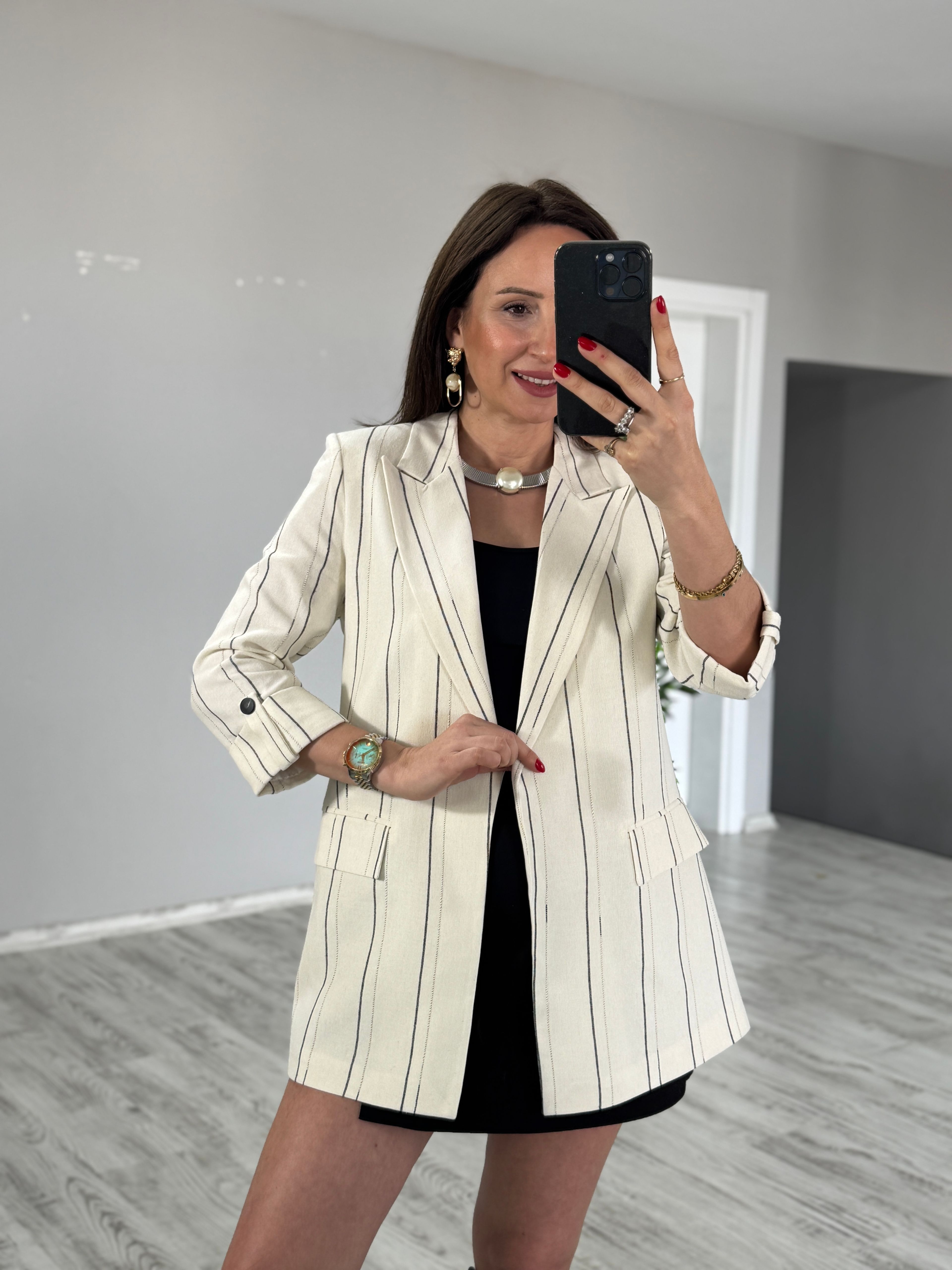 Keten Çizgili Blazer