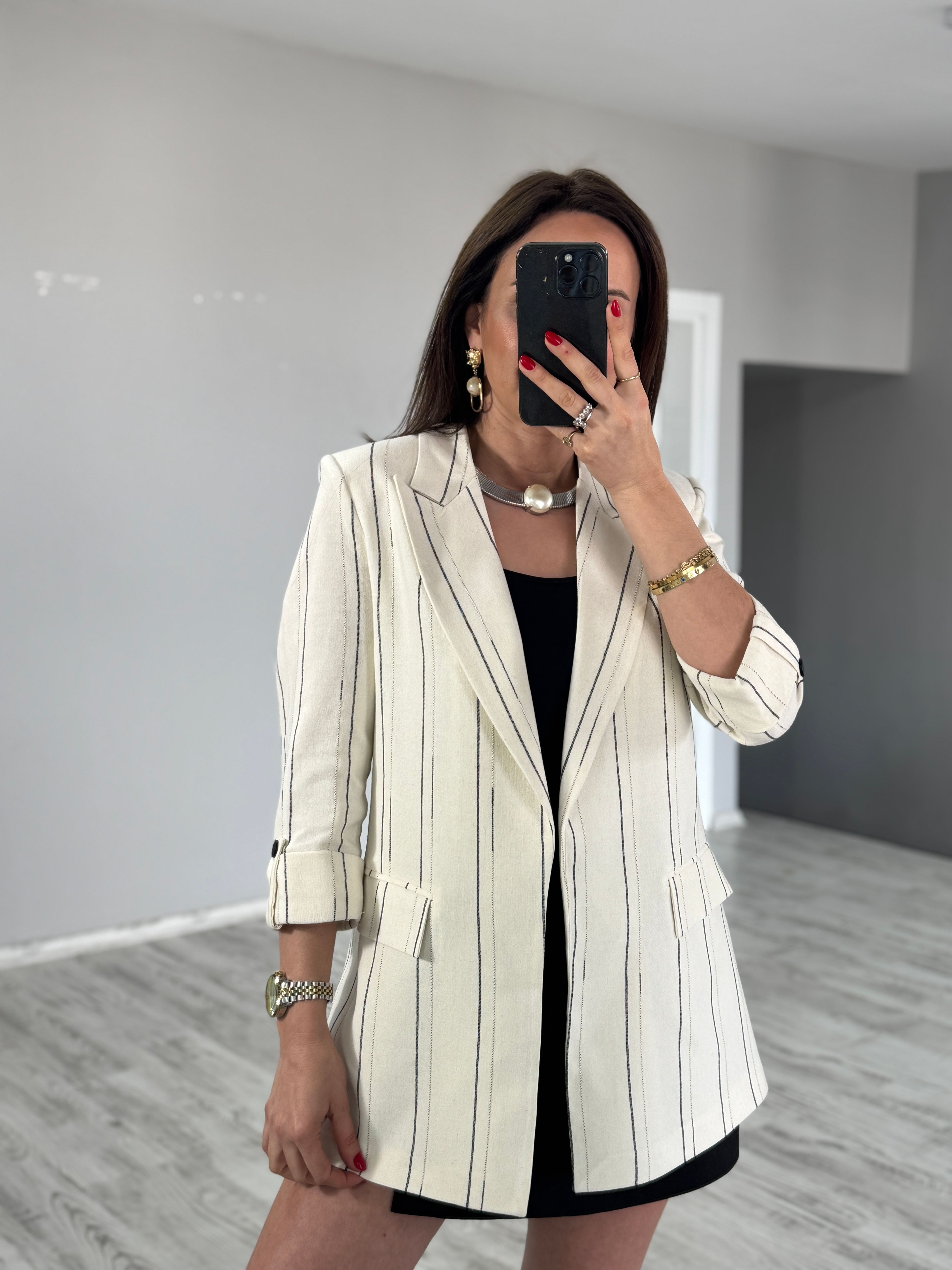 Keten Çizgili Blazer