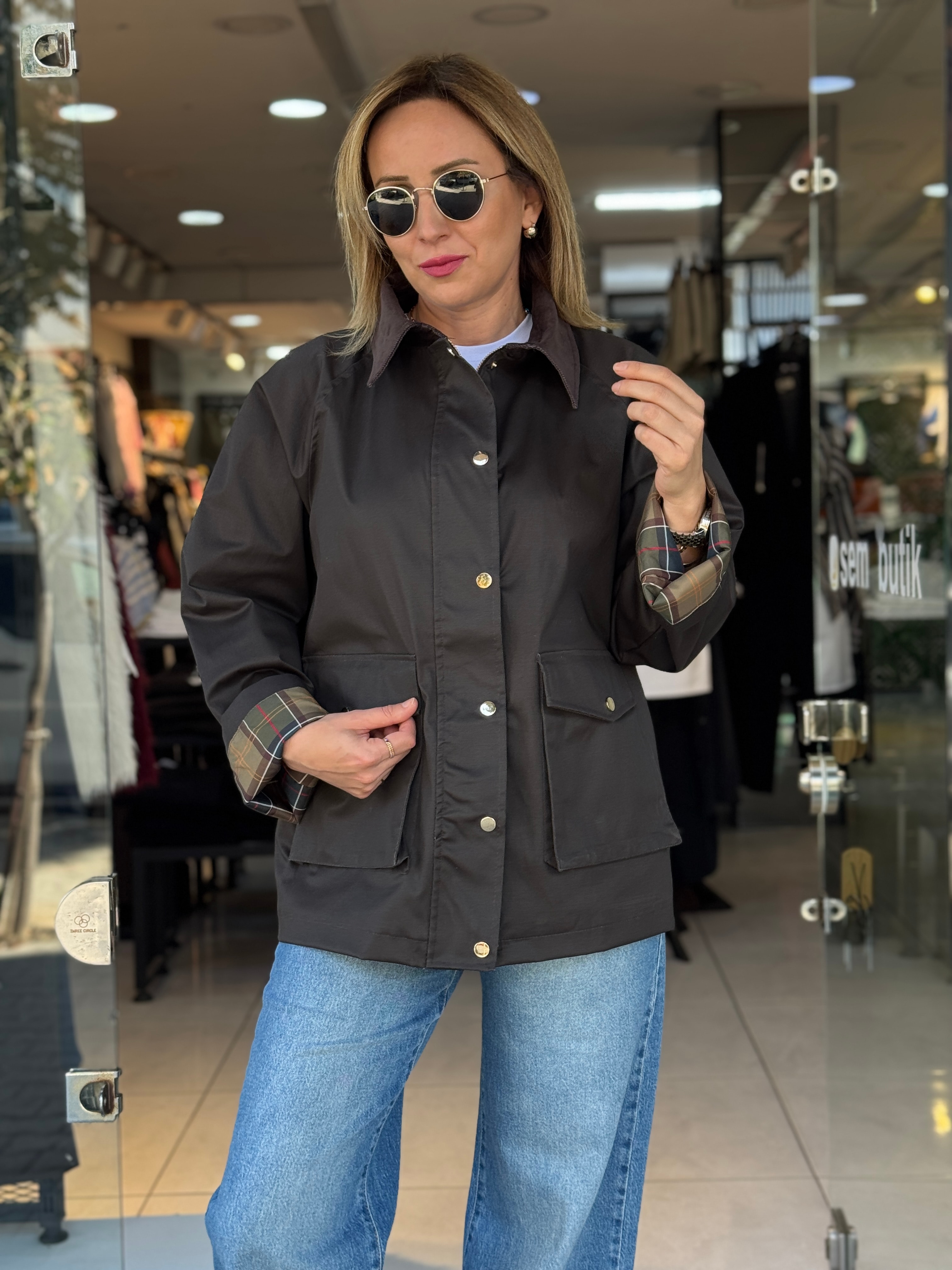 Acı Kahve Ekose Astarlı Ceket