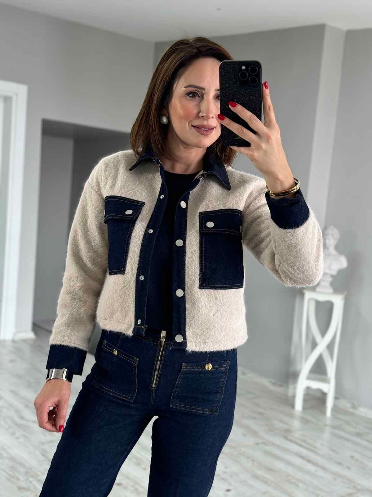 Denim Detaylı Ceket