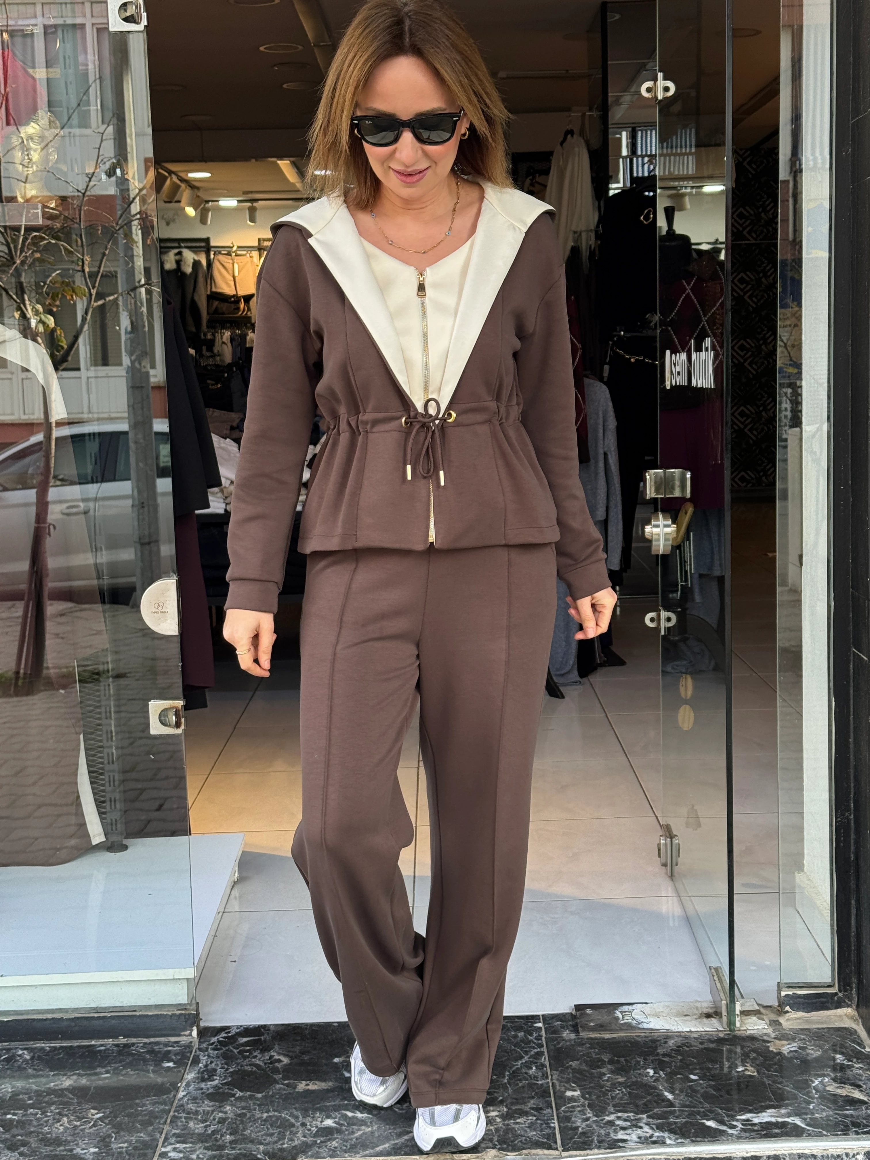 Kapüşonlu Kahve Modal Takım