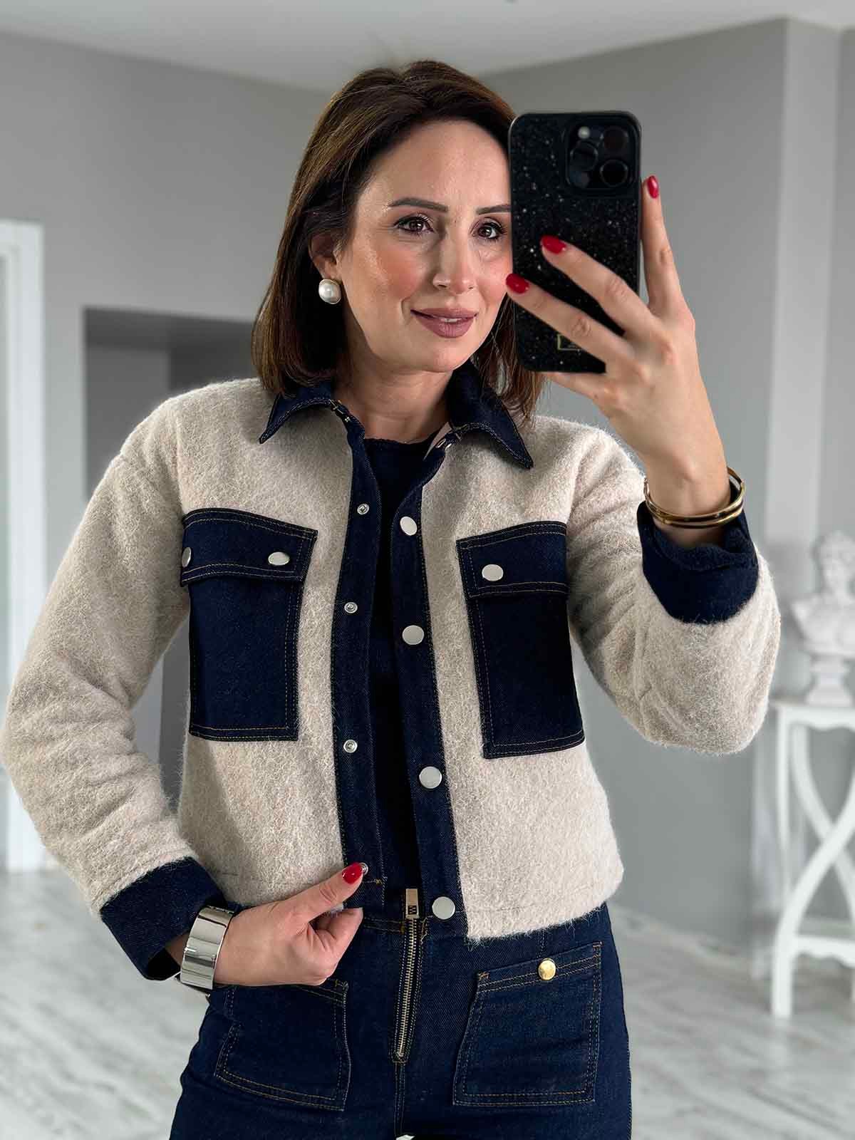 Denim Detaylı Ceket