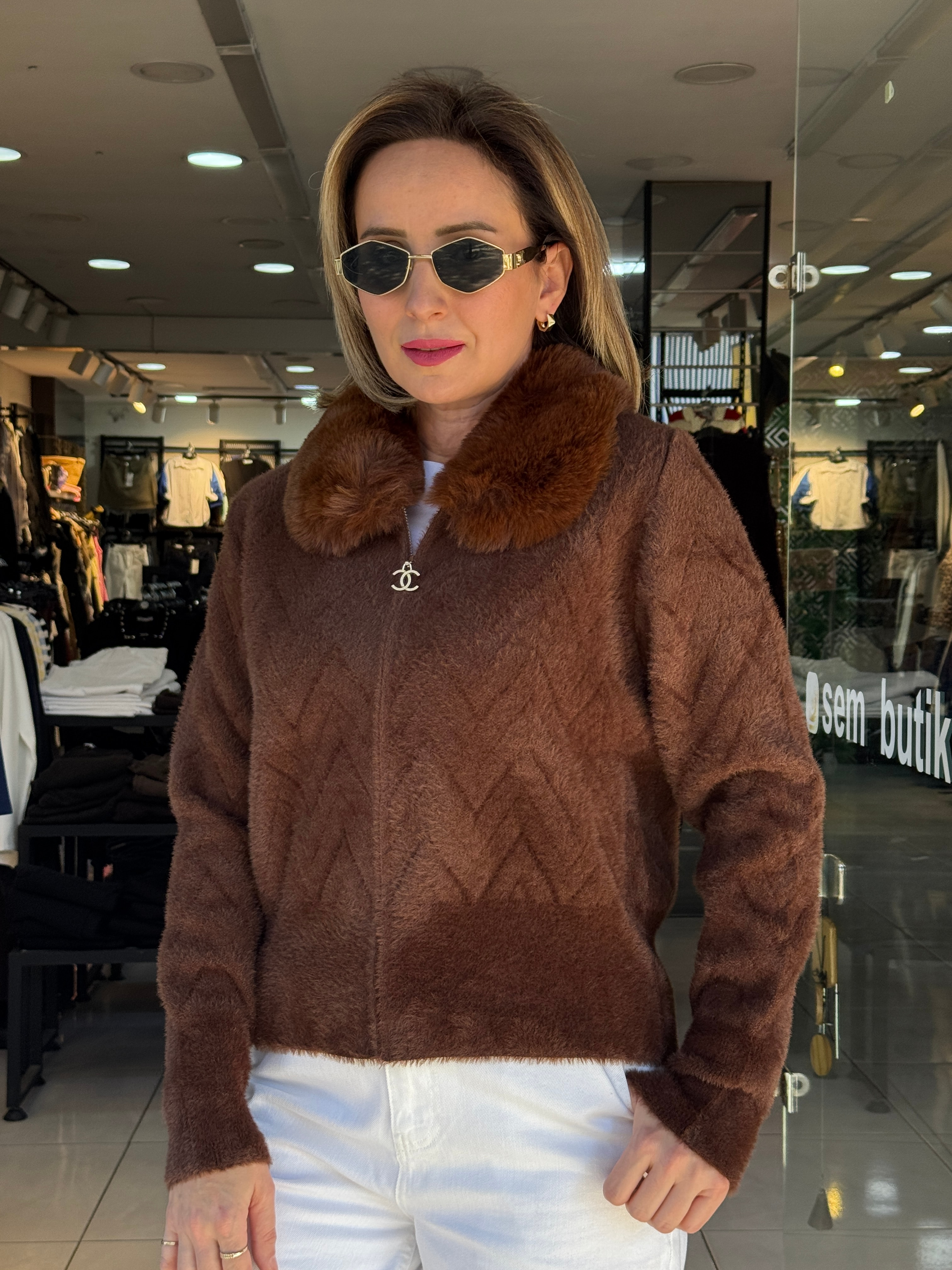 Angora Yakası Kürklü Ceket