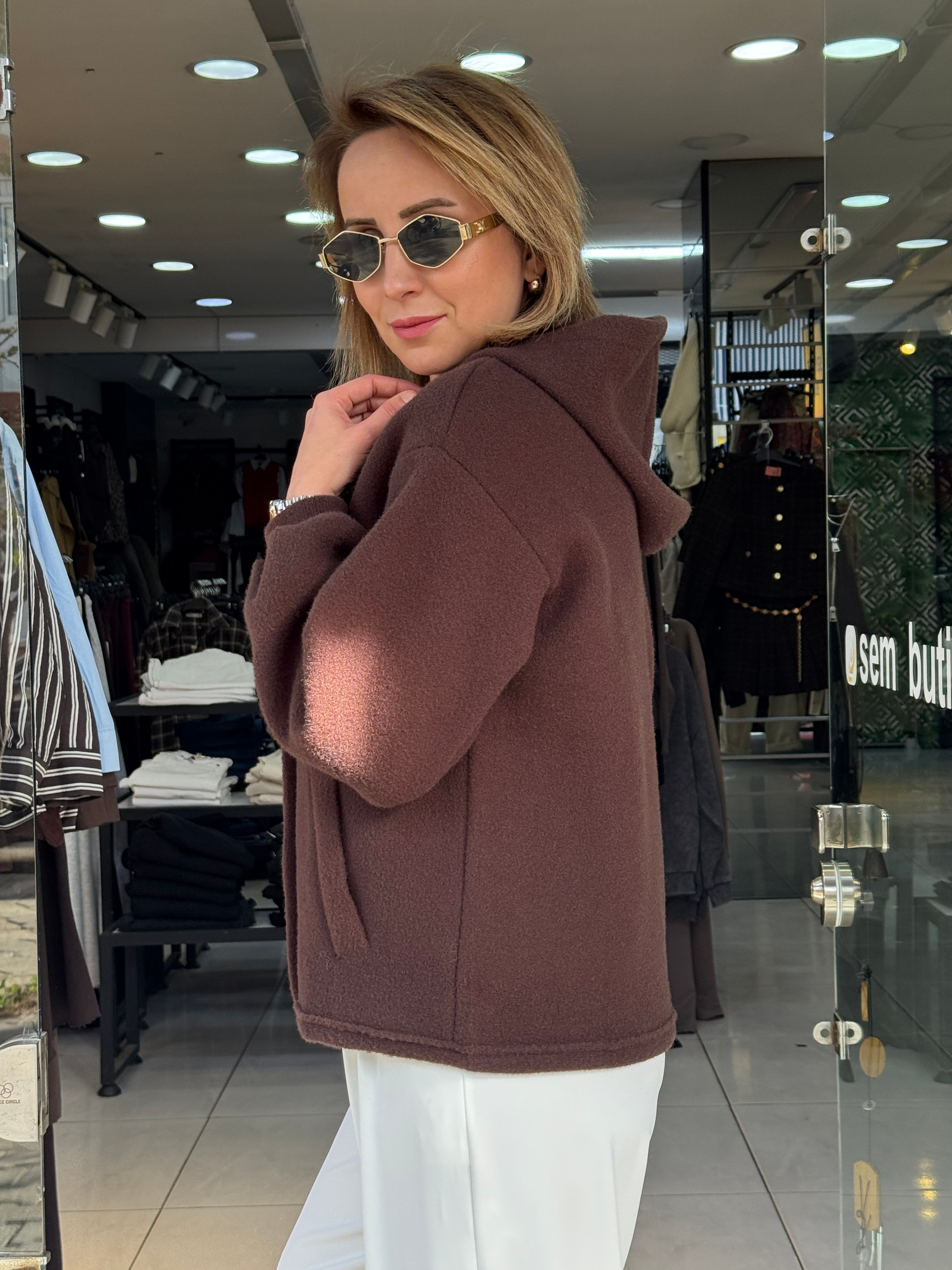 Angora Gold Düğmeli Kapüşonlu Ceket