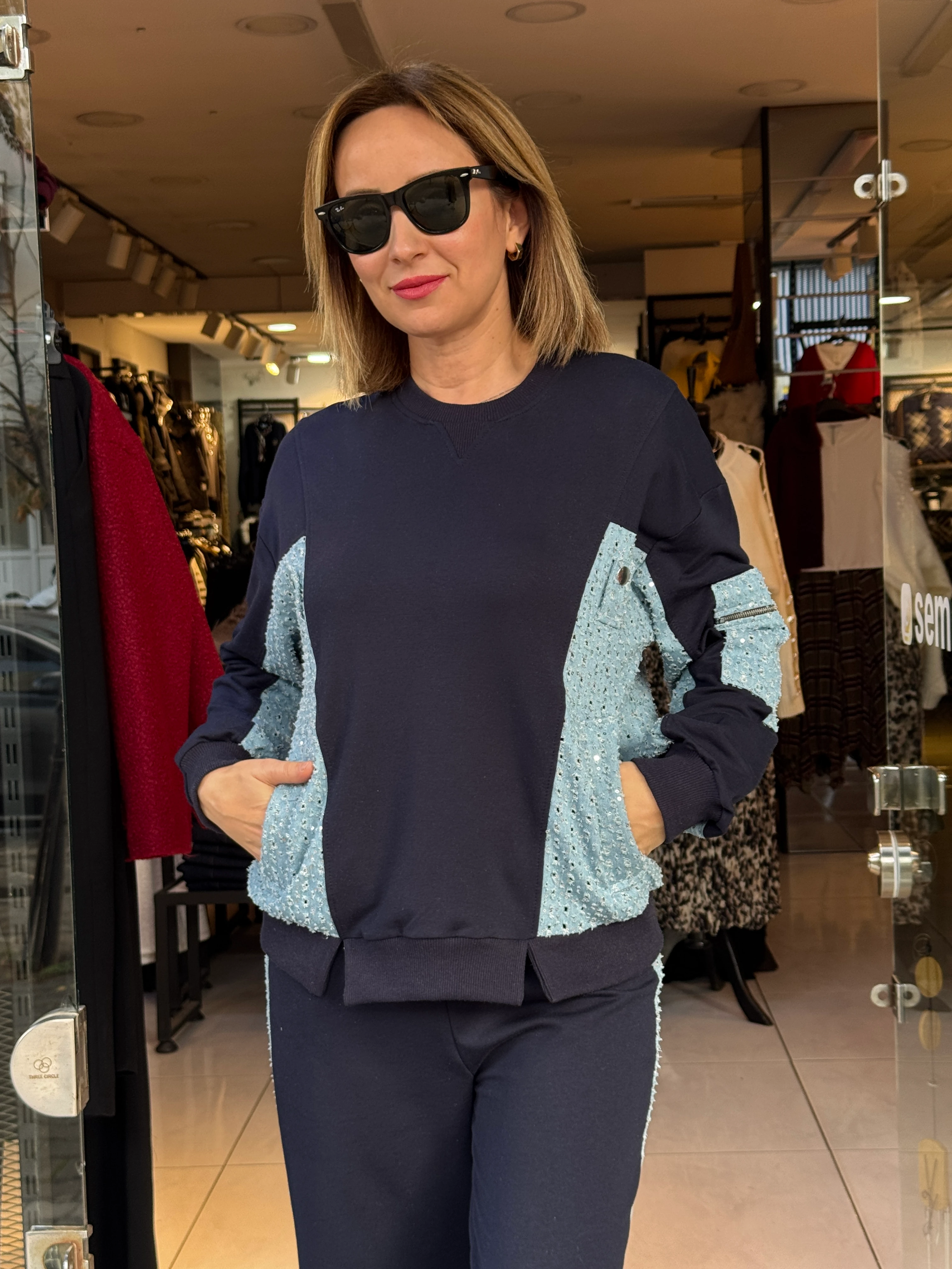 Kot Garnili Pul Detaylı Eşofman Takım