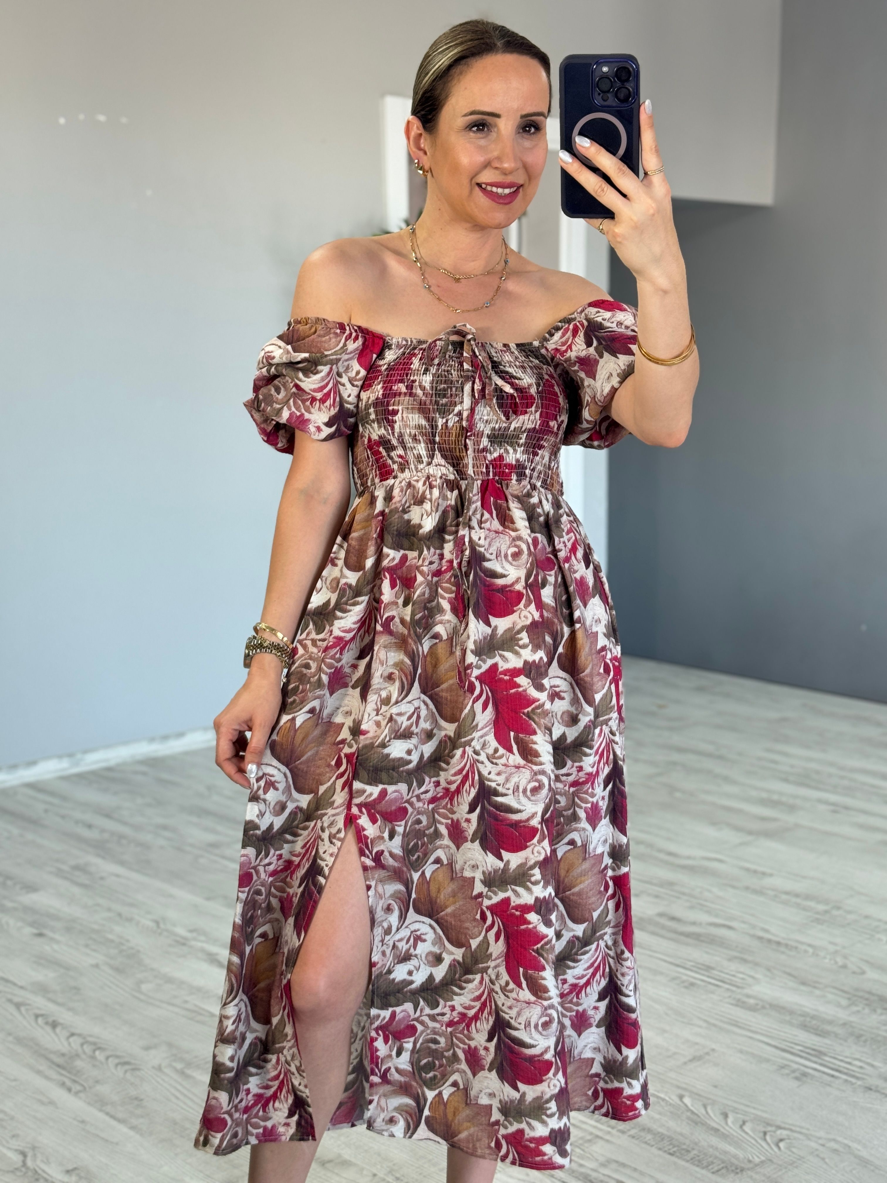 Madonno Yaka Desenli Elbise