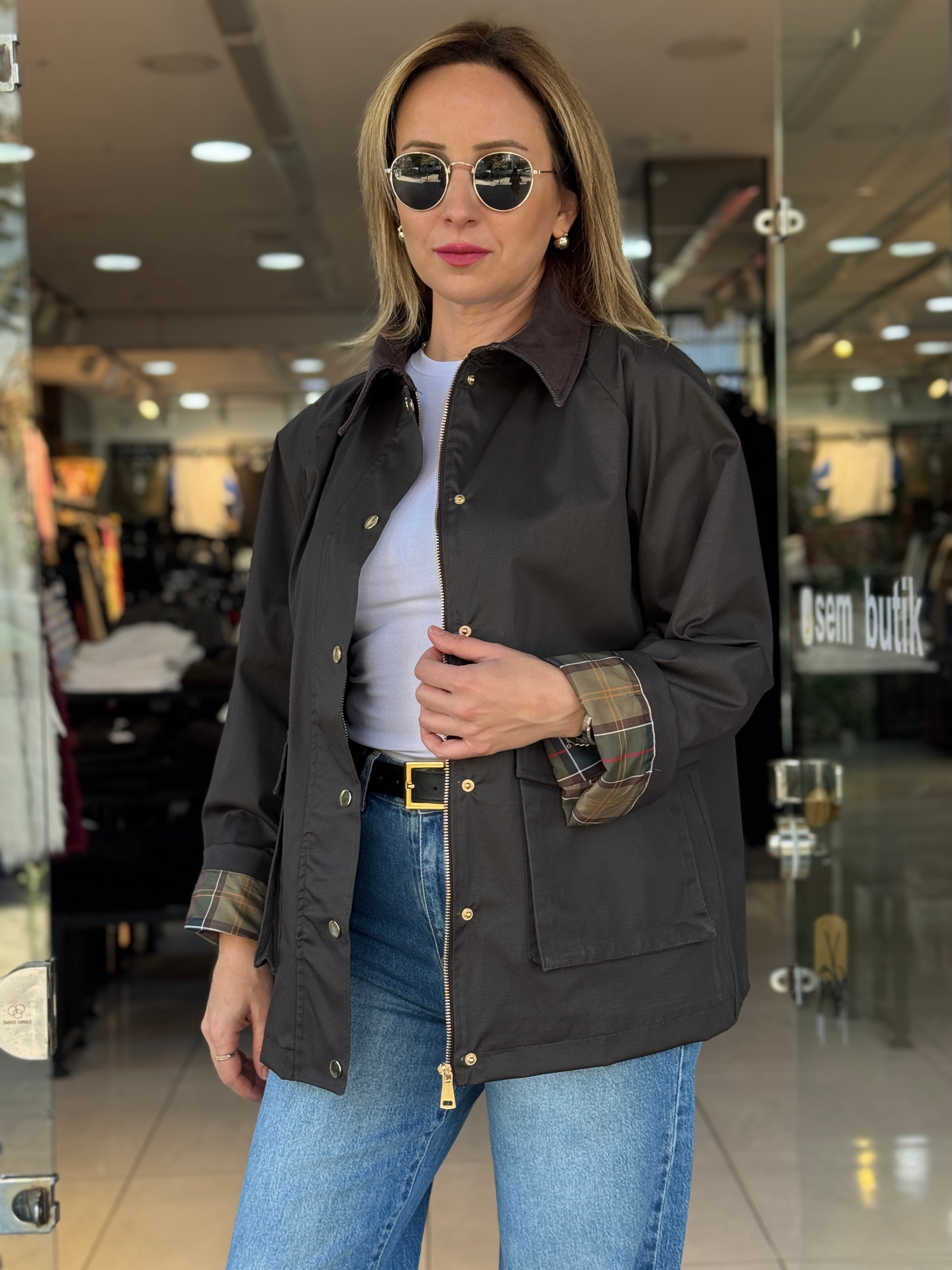 Acı Kahve Ekose Astarlı Ceket